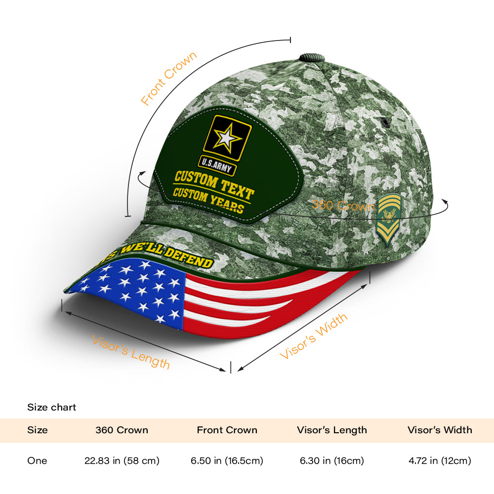 Custom Ranks/Insignia, Personalized Name And Years Served All Over Prints Premium Classic Cap JAOVC05