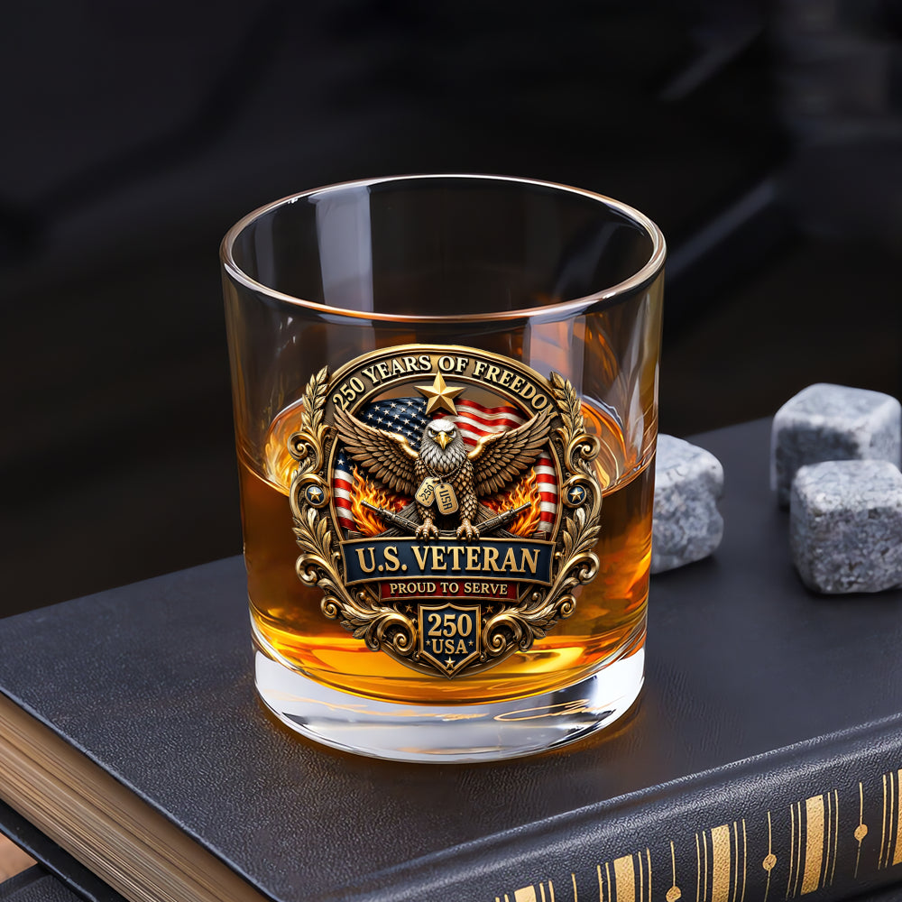 USA 250th Anniversary Rocks Glass Patriotic Gift
