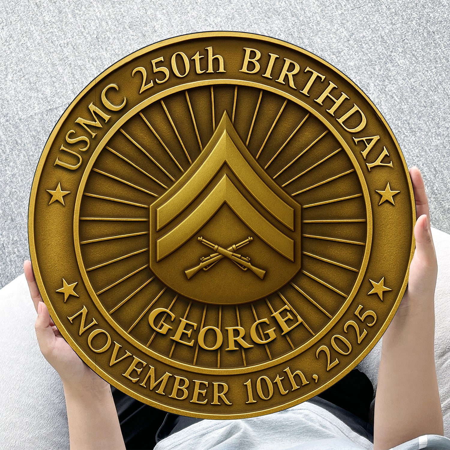 MARlNE 250th Birthday Wooden Sign – Personalized Rank & Name