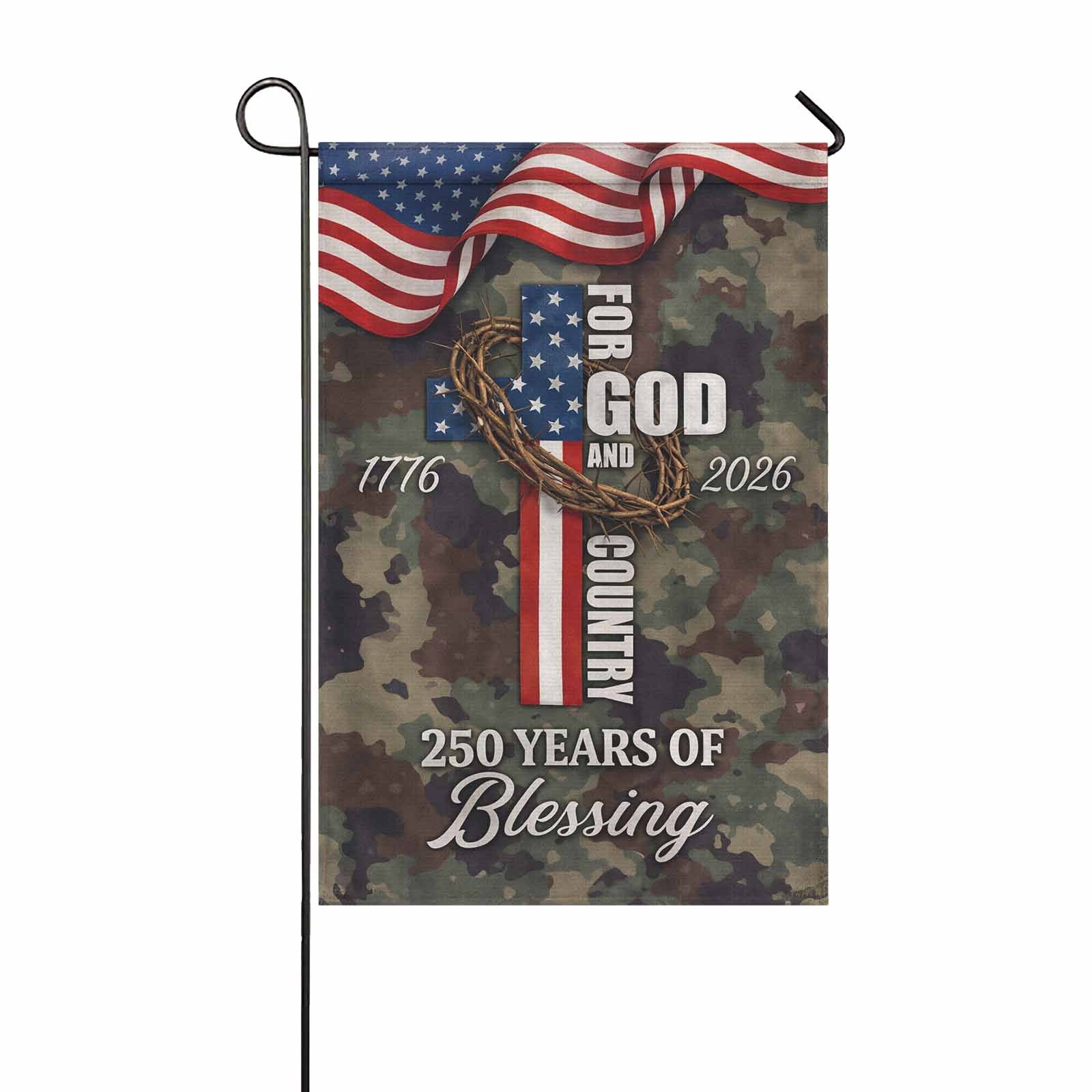 America 250 Christian Garden Flag 1776–2026 God and Country Decor