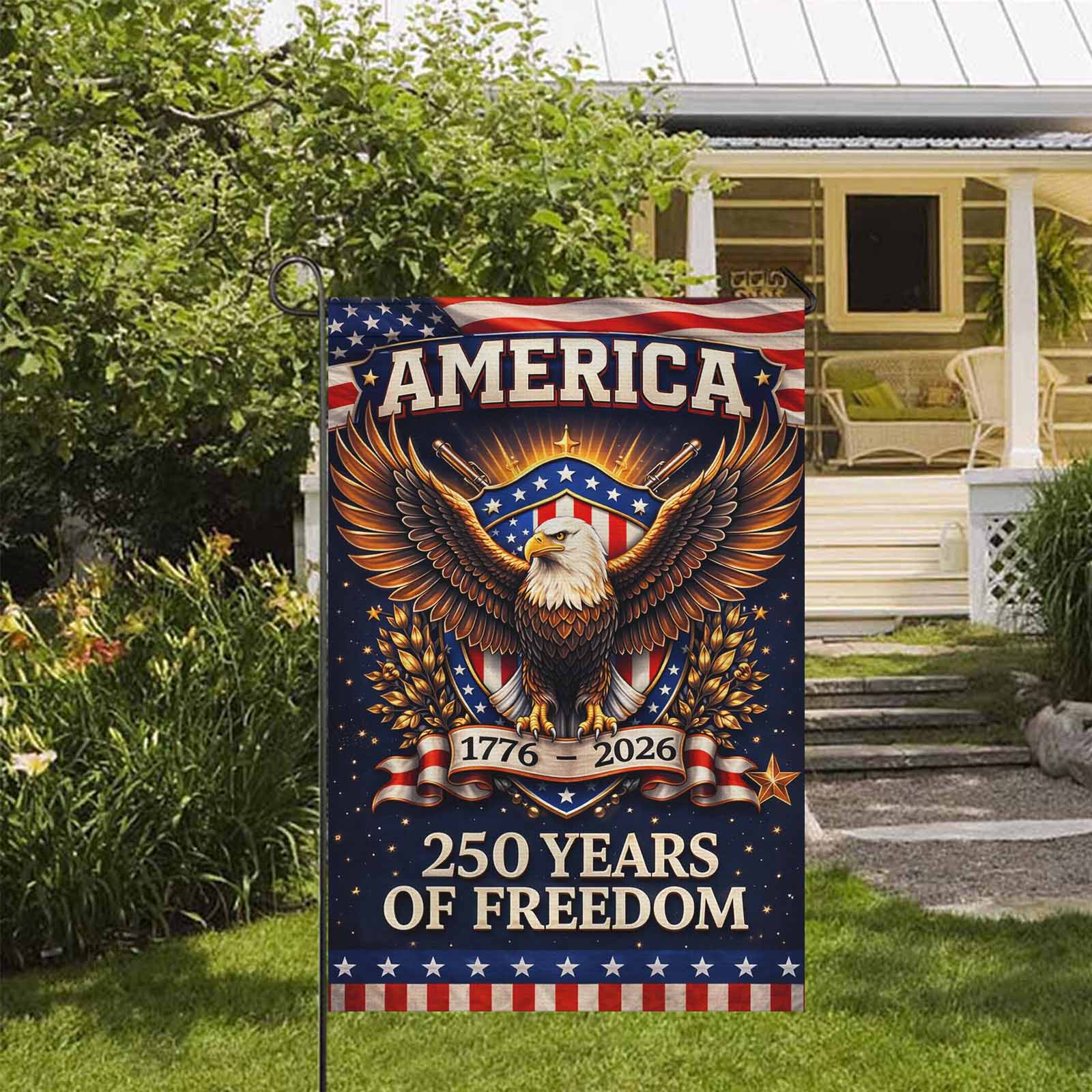 USA 250 Years of Freedom Garden Flag Patriotic Eagle American Flag Decor