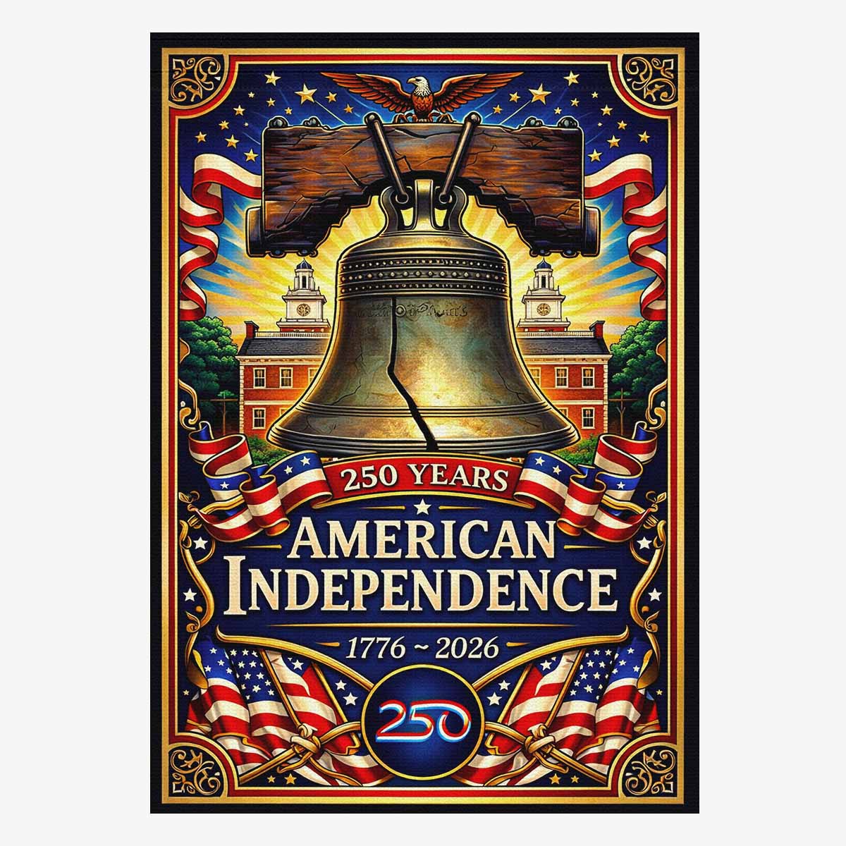 America 250 House Flag – 250 Years American Independence Liberty Bell 1776–2026