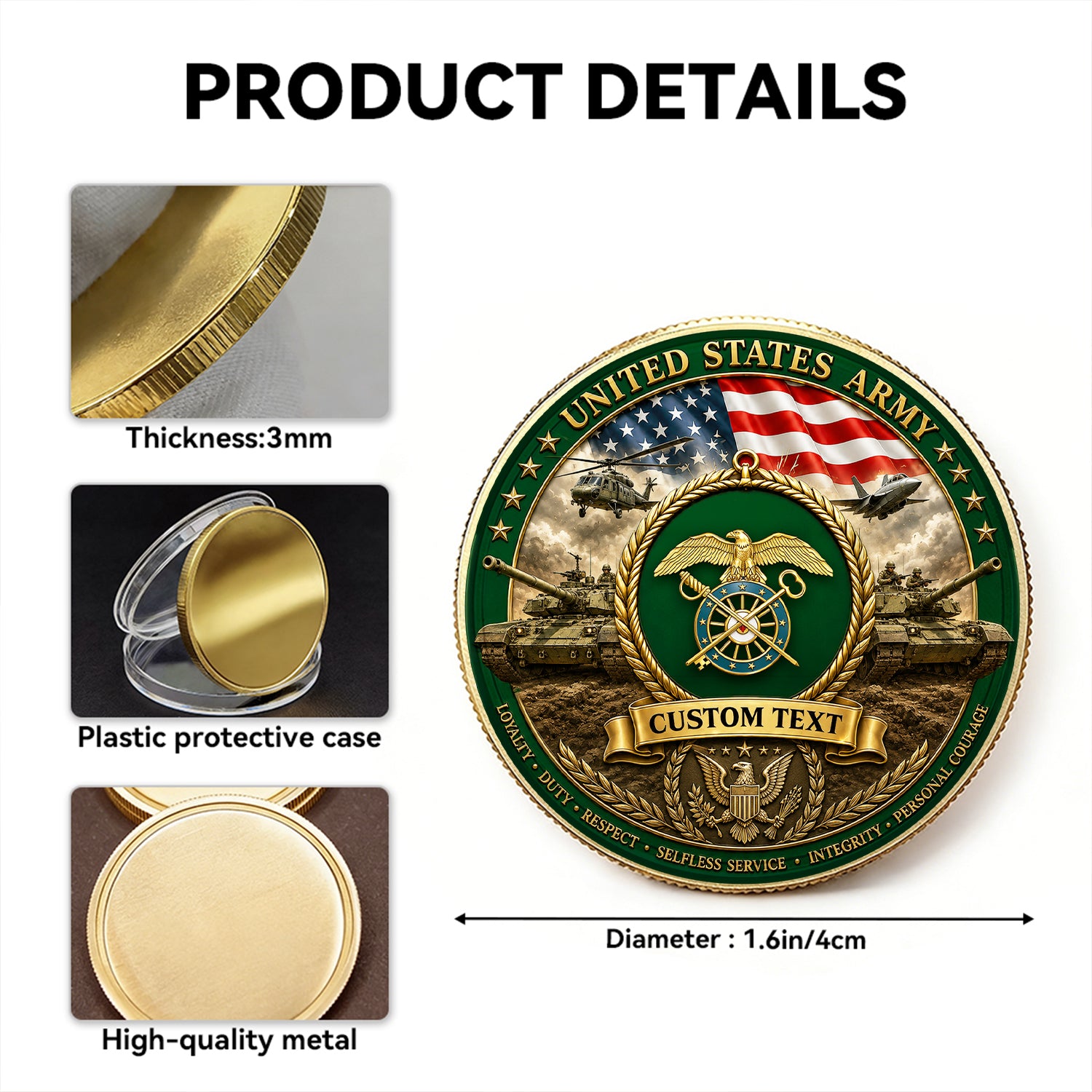 Personalized U.S. Army 250th Anniversary Challenge Coin