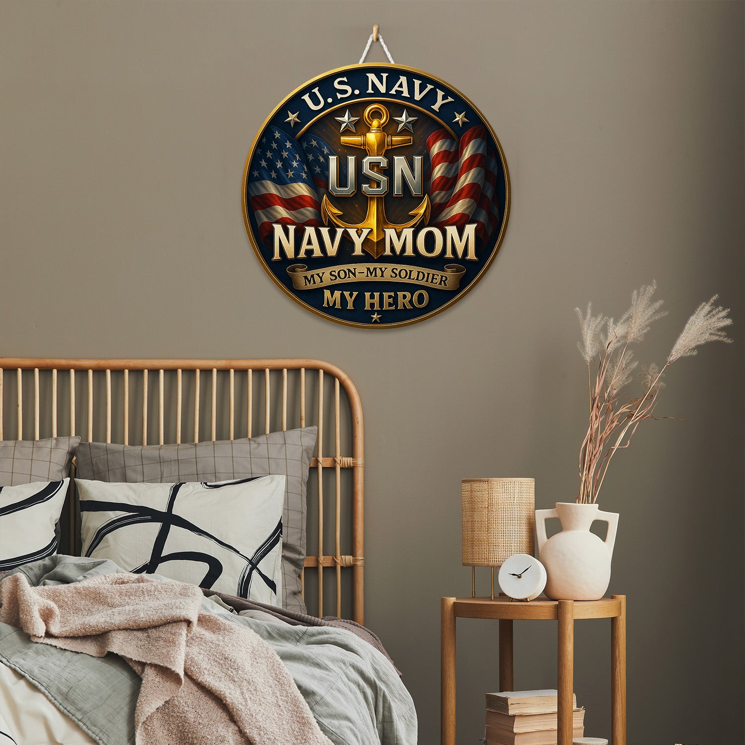 U.S. Navy Mom Wooden Sign – My Son, My Soldier, My Hero Patriotic Gift