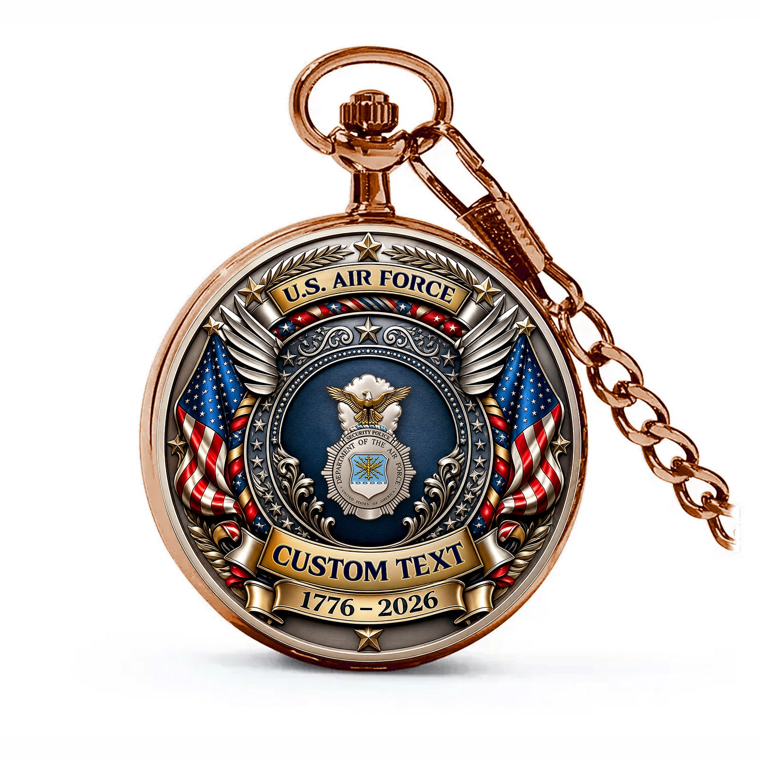 Personalized US Air Force Pocket Watch Military Collector Gift