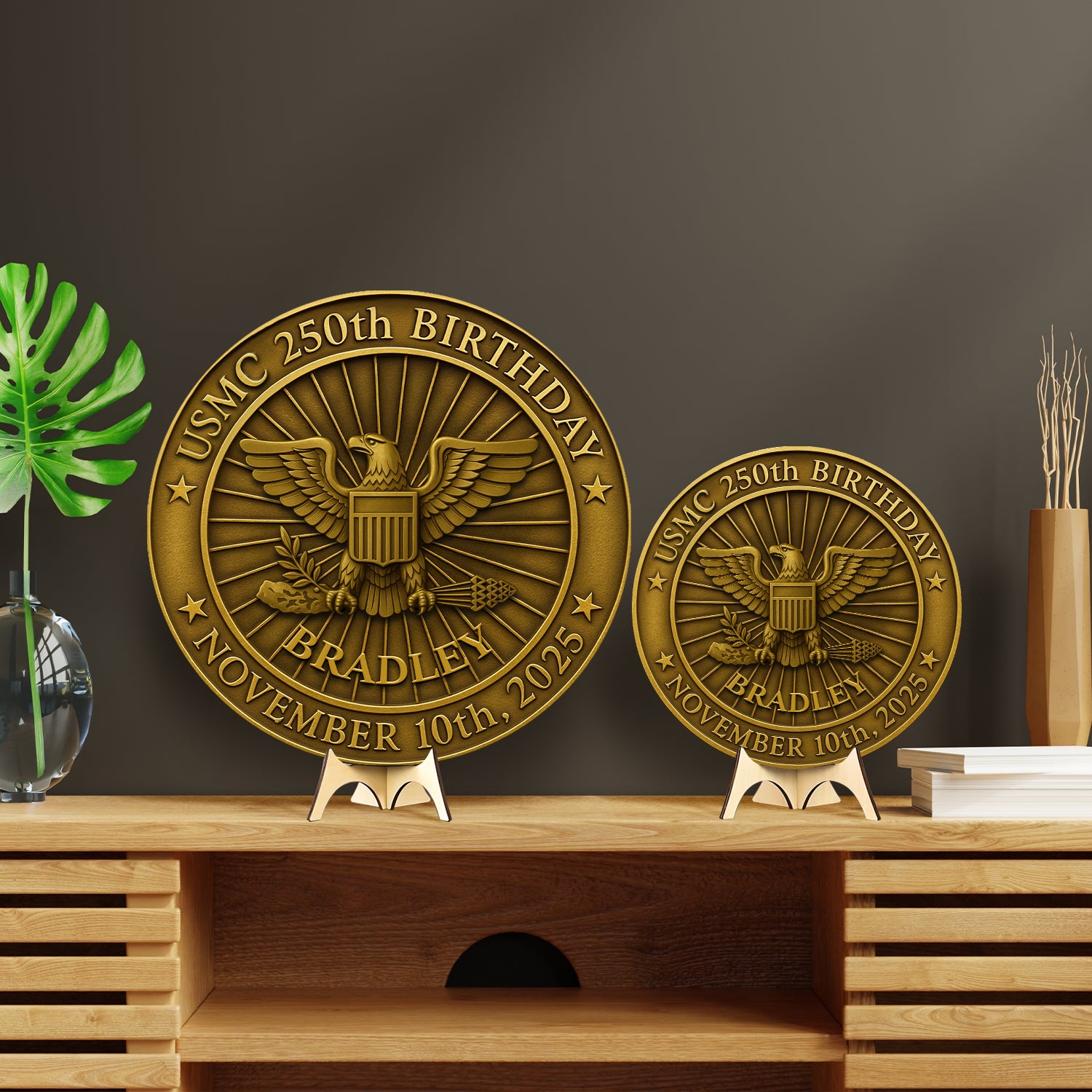 MARlNE 250th Birthday Wooden Sign – Personalized Rank & Name