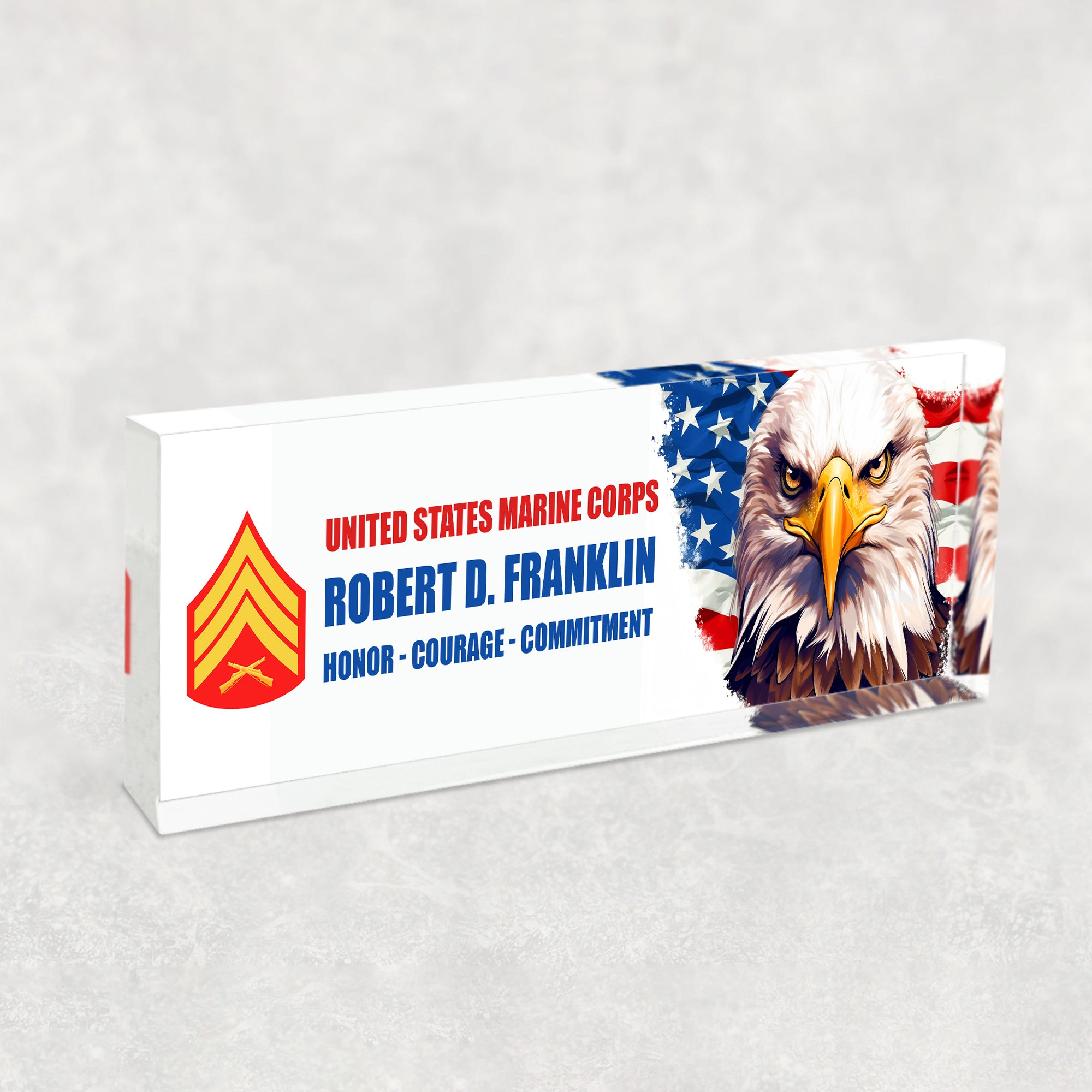 MC Eagle Acrylic Desk Plaque – Custom Name & Promotion