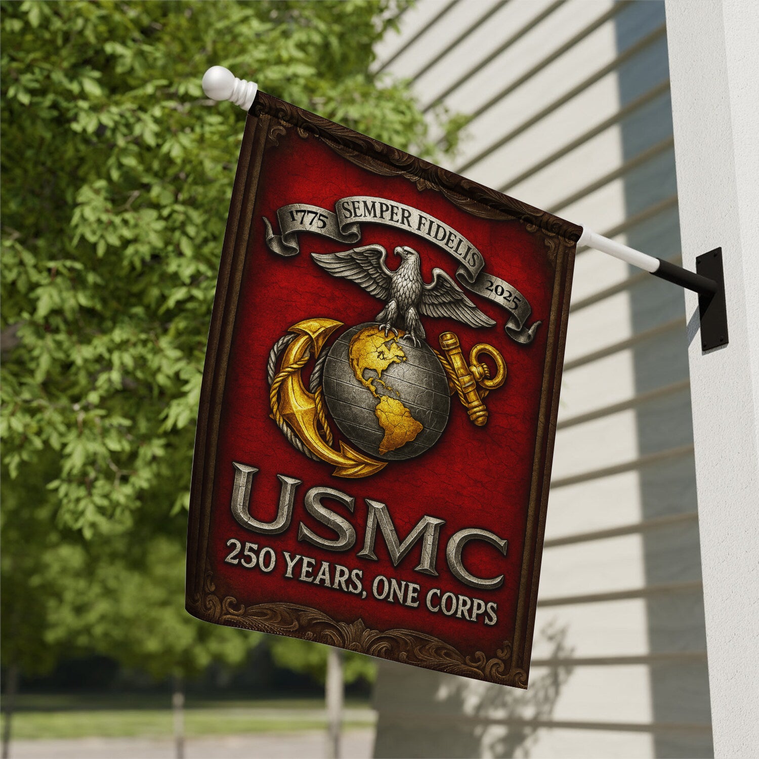 MARlNE 250th Years, One Corps House Flag 28" x 40" Twin-Side Printing