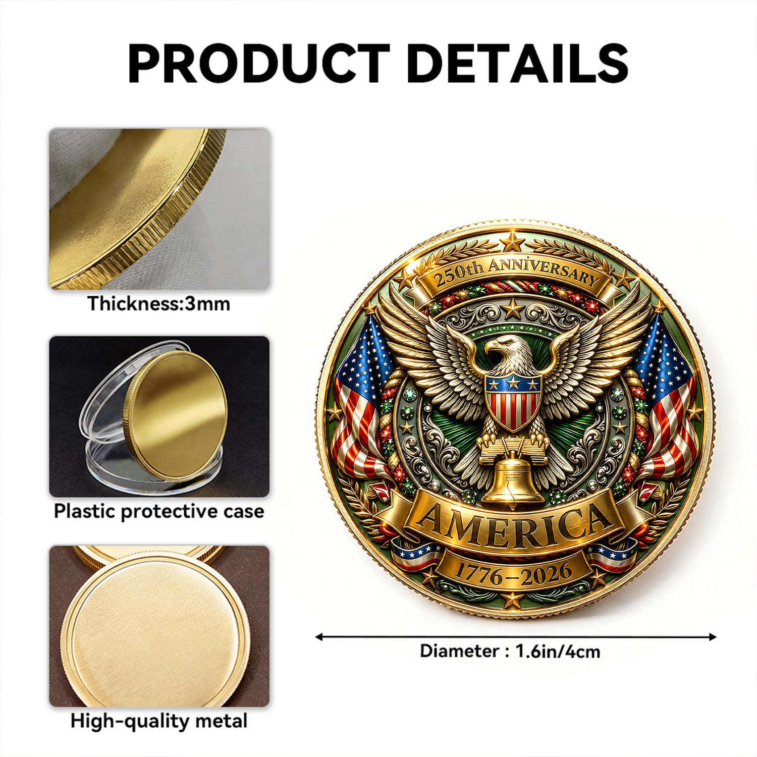 Custom Army 250th Anniversary Challenge Coin With Rank Name