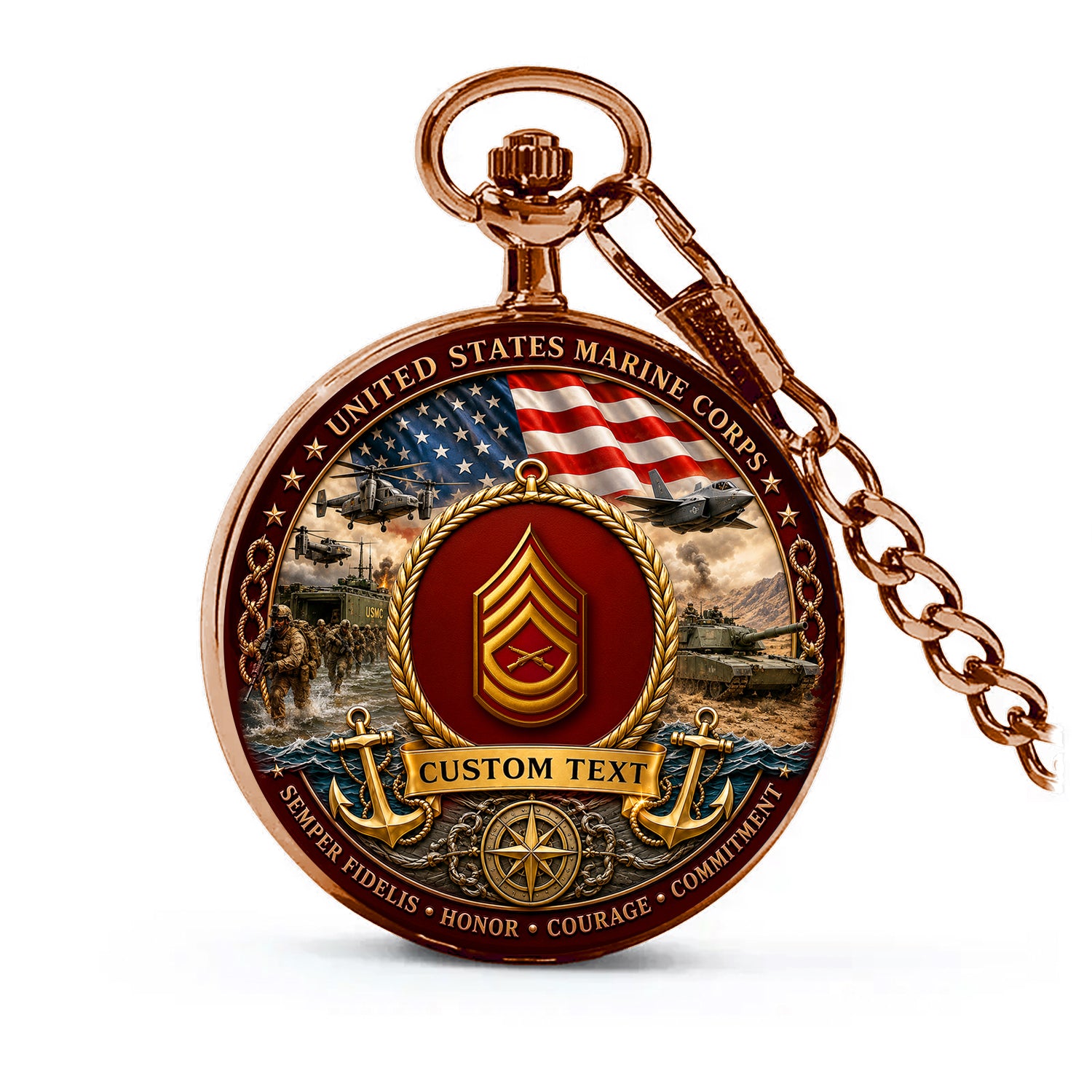 Marine Corps Veteran Personalized Pocket Watch Gift