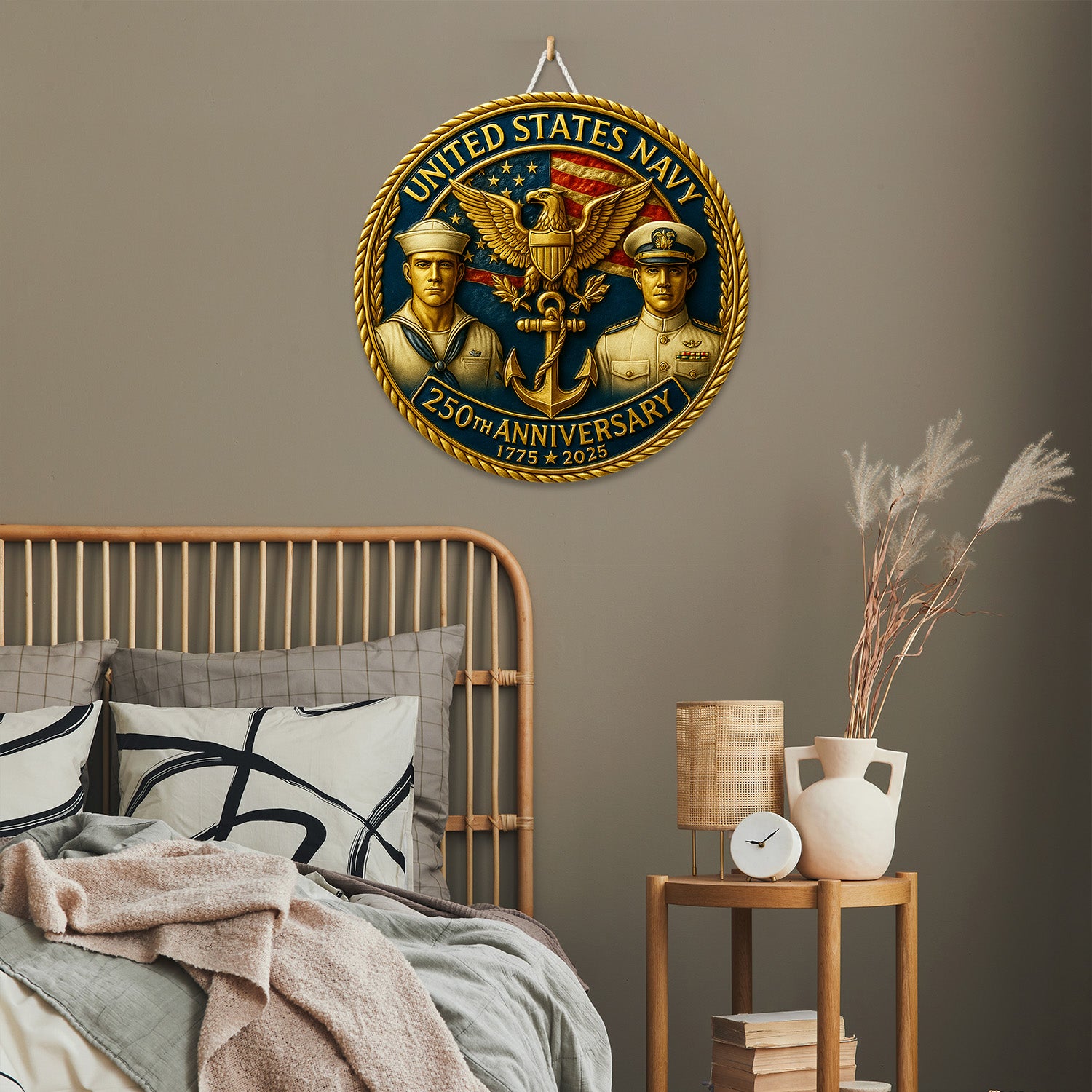 United States Navy 250th Anniversary Wooden Sign