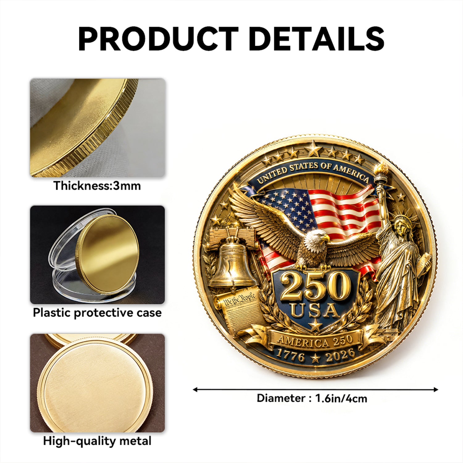 Custom U.S. Navy Rank Coin America 250 Years Military Anniversary Gift