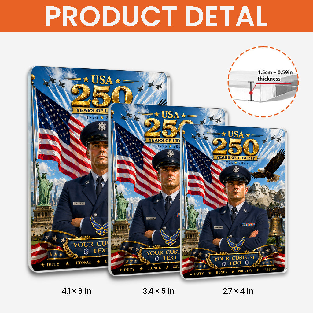 USA 250 Years Of Liberty Custom US Air Force Service Uniform Figure Acrylic Block