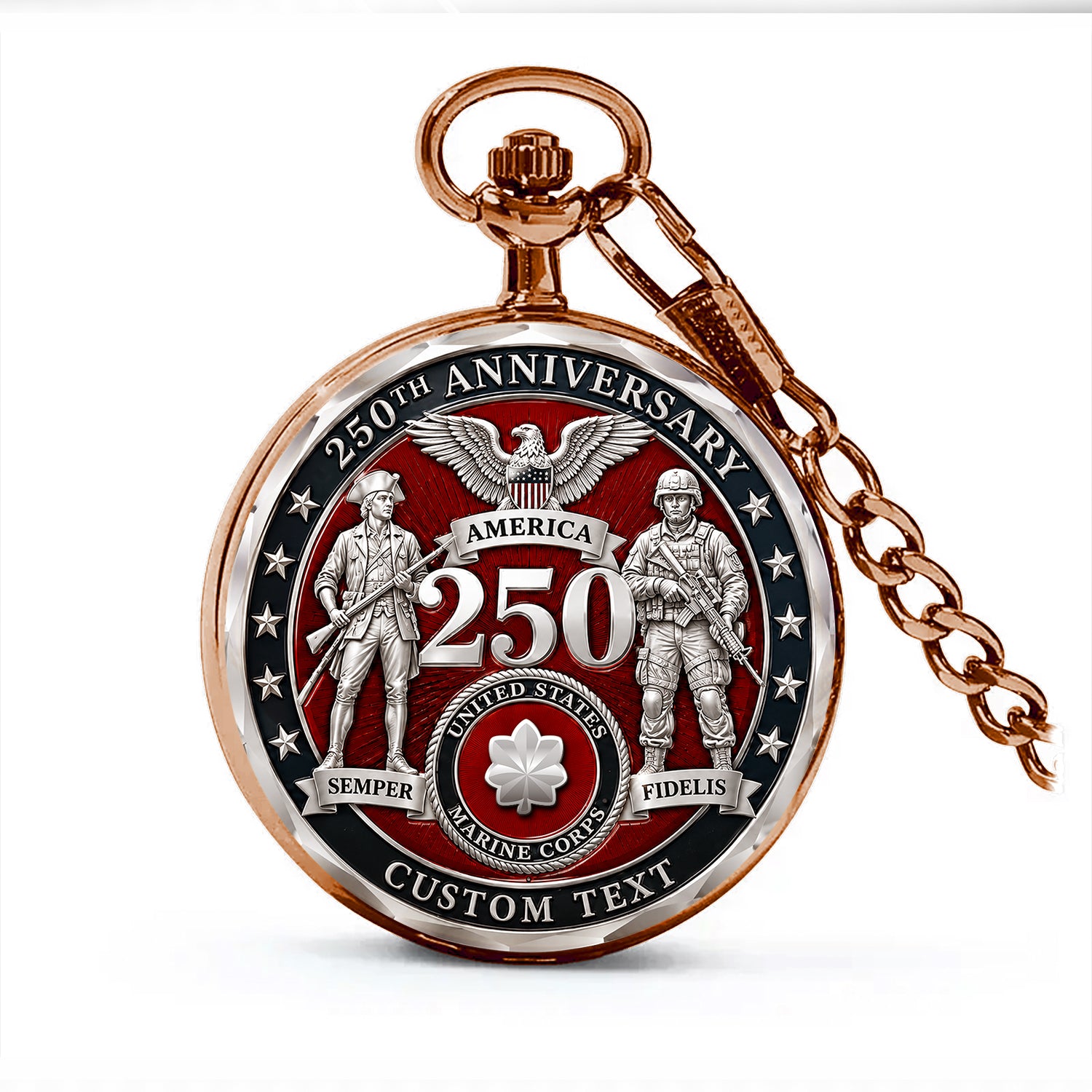 USMC Veteran Pocket Watch Custom Name Rank Keepsake