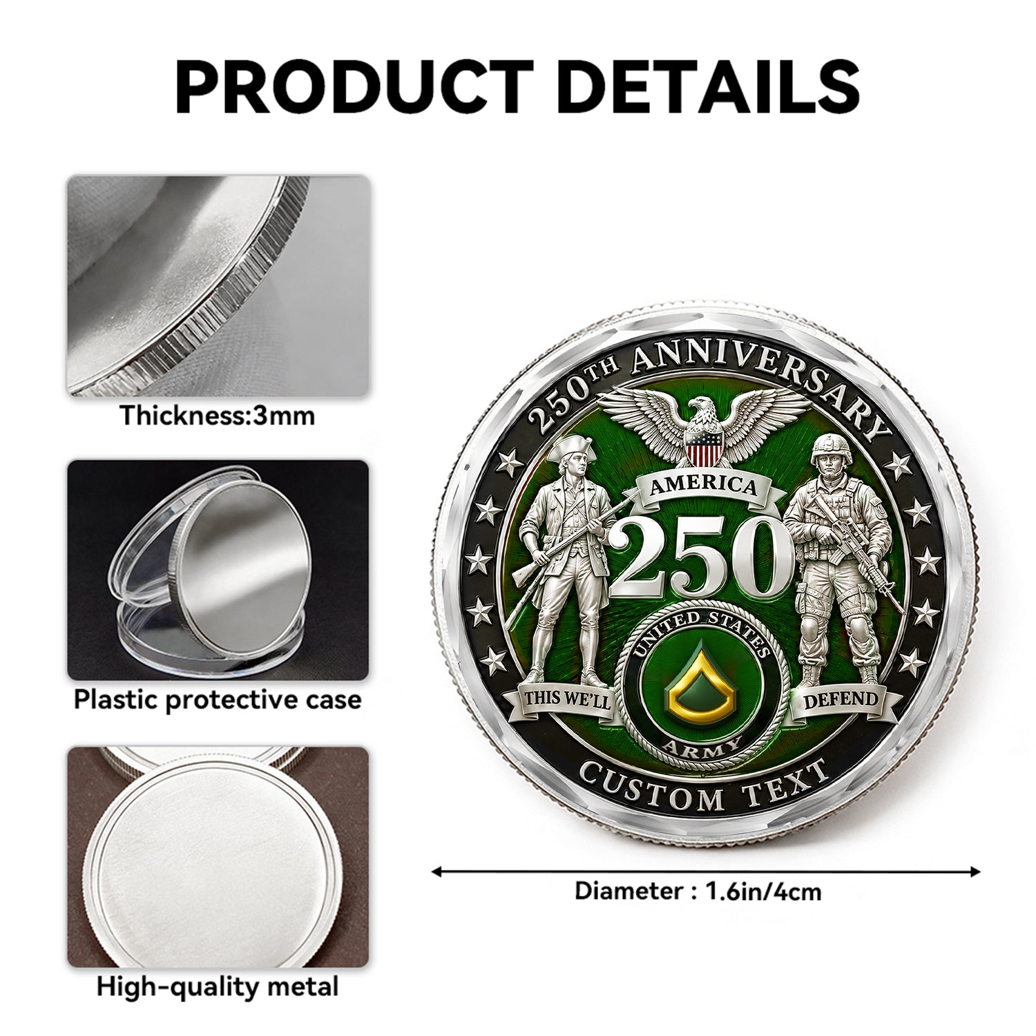 Personalized U.S. Army Coin 250 Years Military Gift