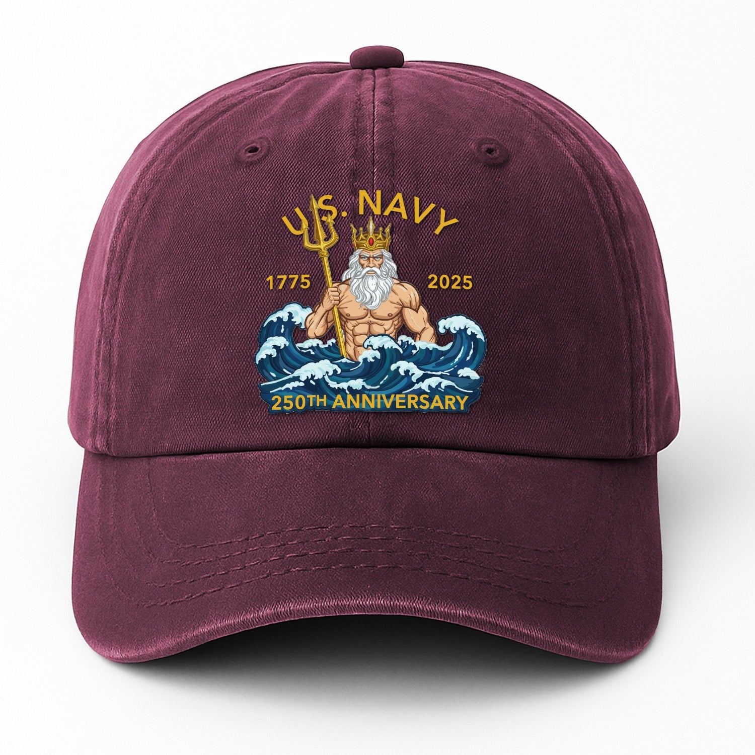 US Navy 250th Anniversary Poseidon Washed Denim Cap