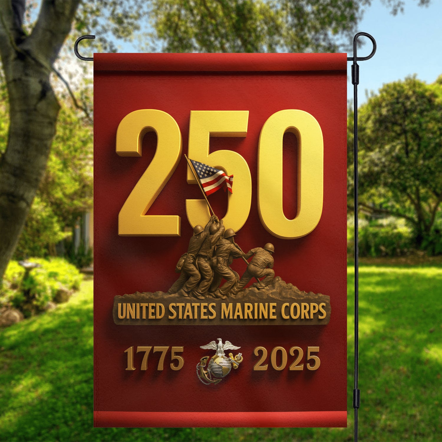 MARlNE 1775 - 2025 Garden Flag 12" x 18" Twin-Side Printing
