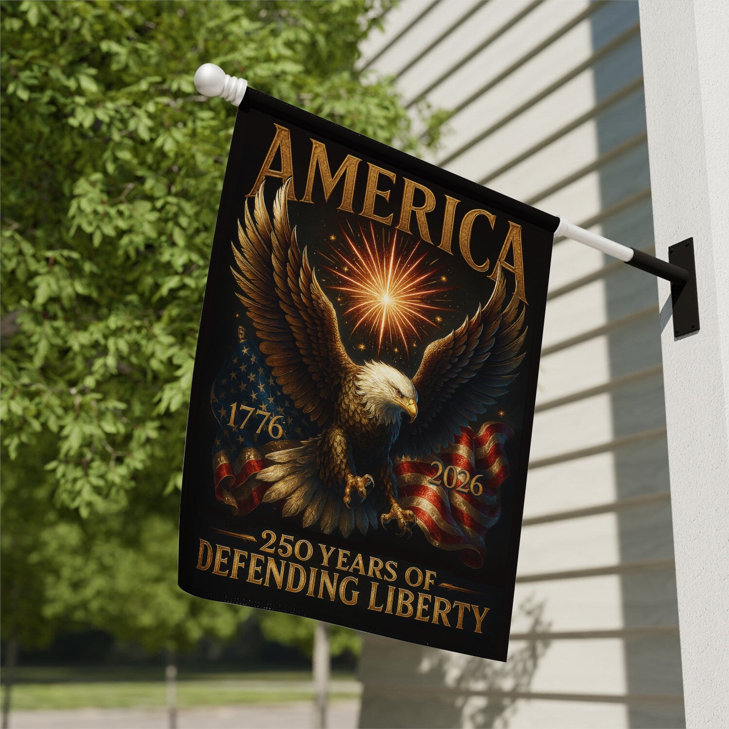 America 250 Years Of Defending Liberty House Flag 28''x40'' Twin-Side Printing