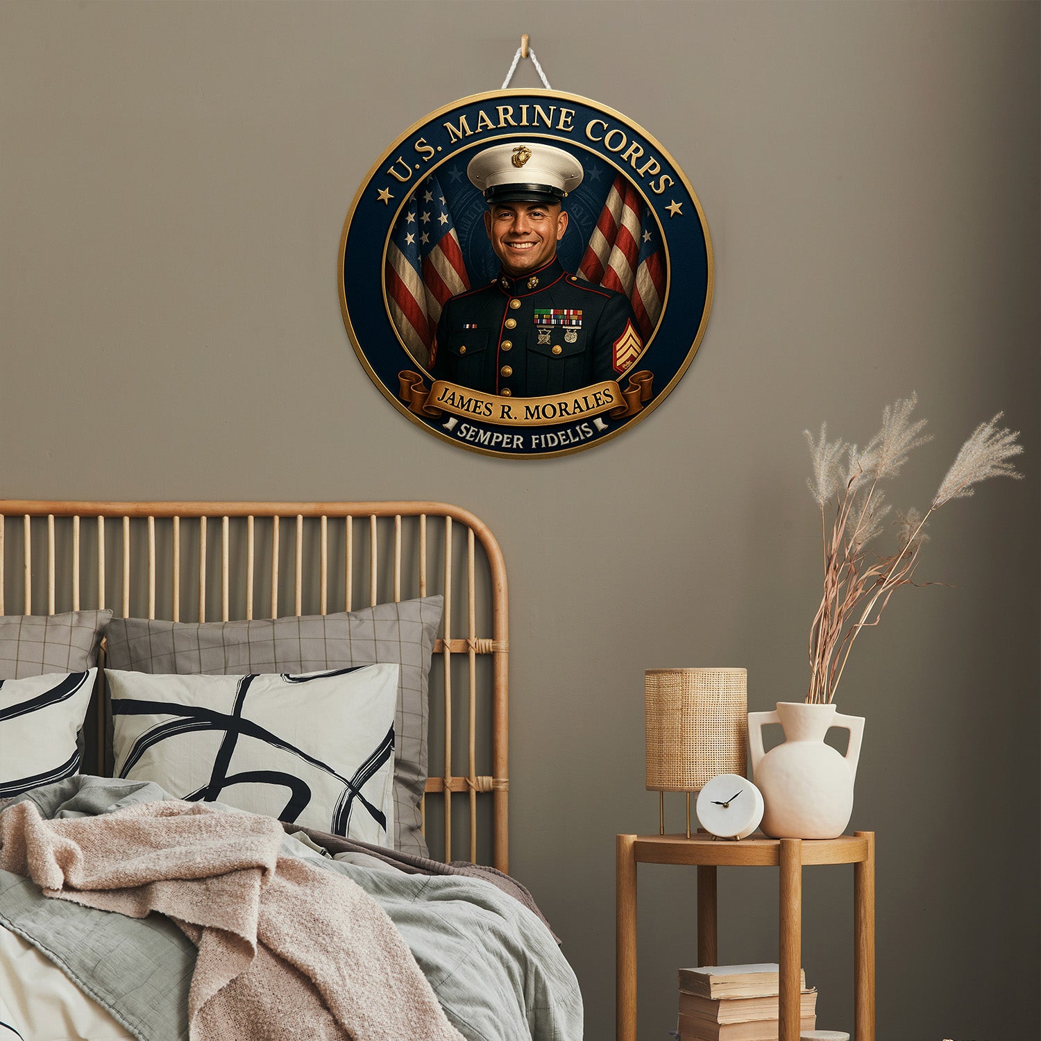 Personalized MARlNE Corps Portrait Wooden Sign