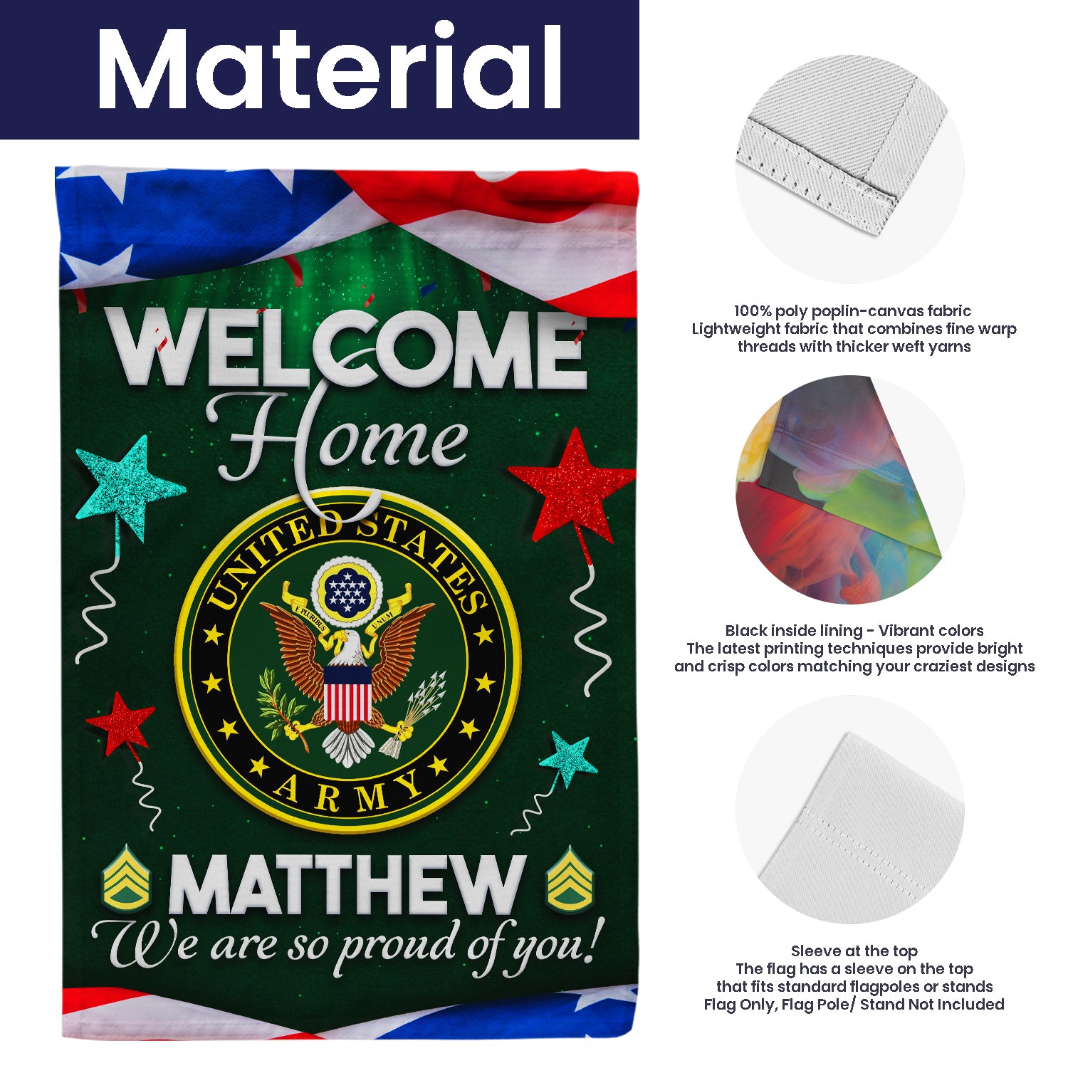 Personalized US Military Logo/Insignia And Text JFLAG22 Garden Flag, House Flag Twin-Side Printing