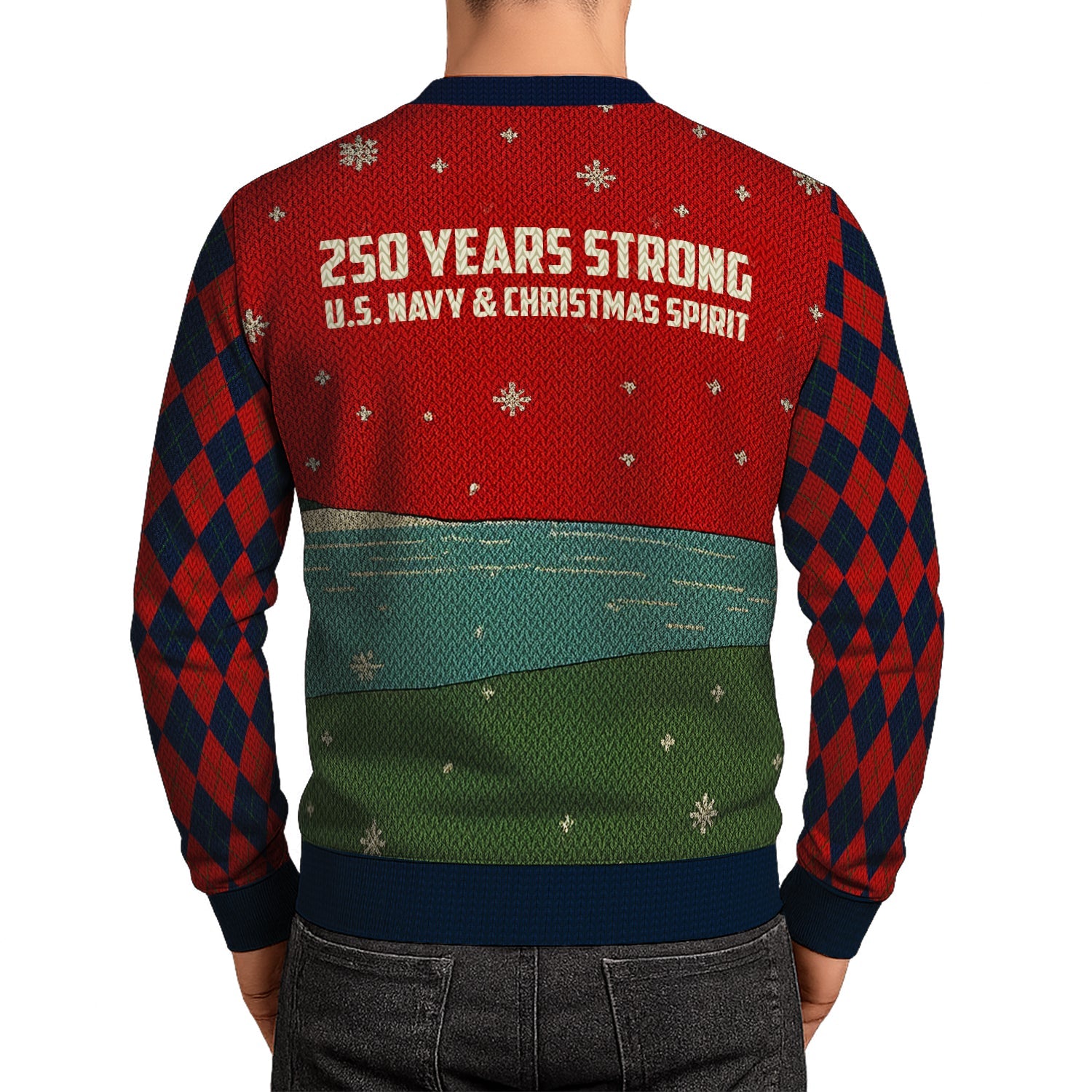 US Navy 250 Years Strong Christmas Ugly Sweater