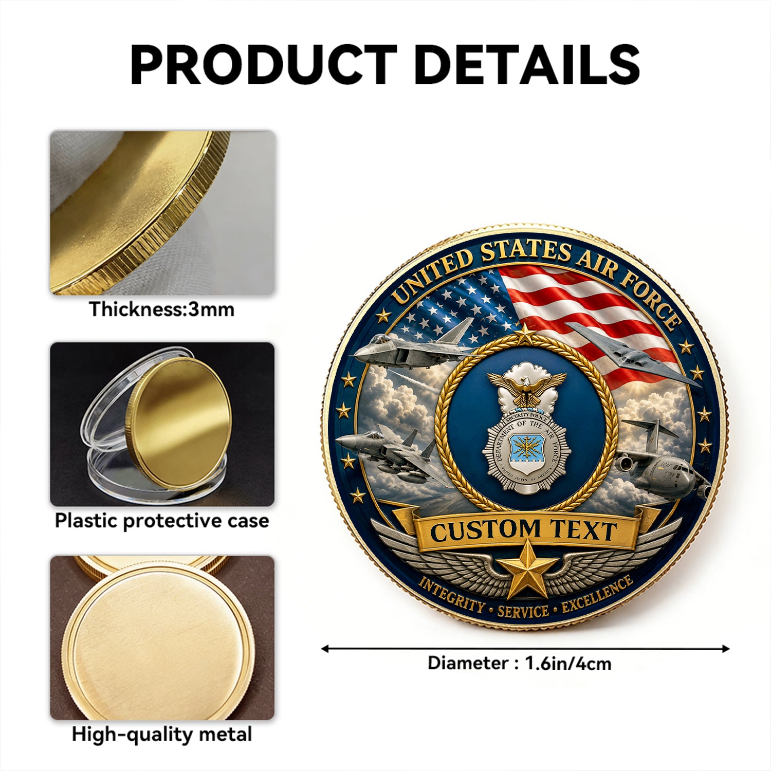 Personalized U.S. Air Force 250th Anniversary Challenge Coin