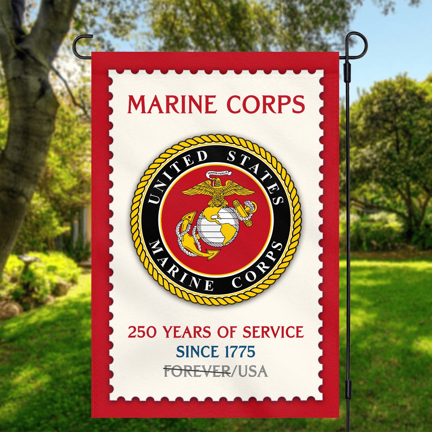 MARlNE 250 Years Of Service Since 1775 Garden Flag 12" x 18" Twin-Side Printing