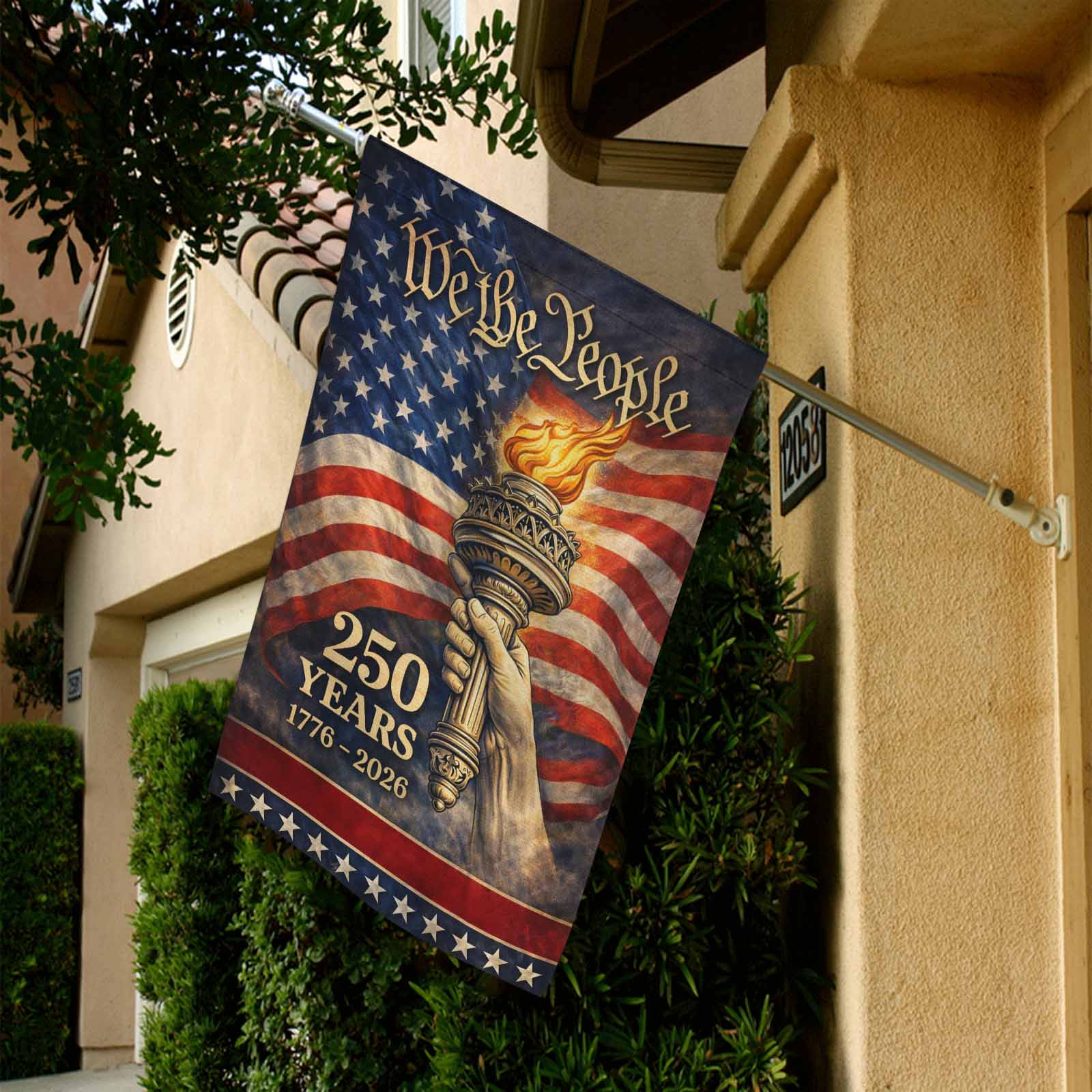 We The People 250 Years Garden Flag Patriotic USA 1776-2026 Liberty Torch Independence Decor