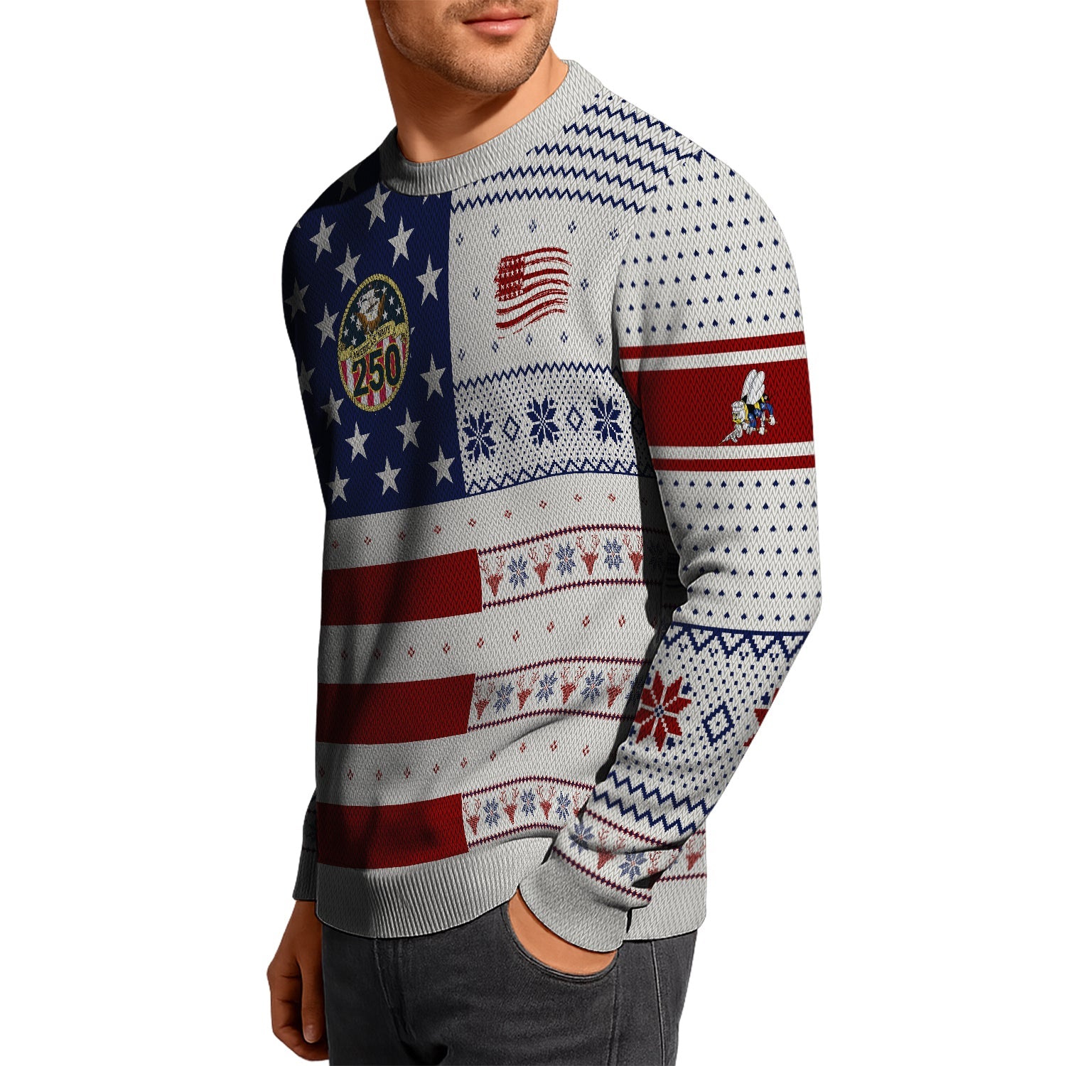 Personalized US Navy Christmas Ugly Sweater JUST08