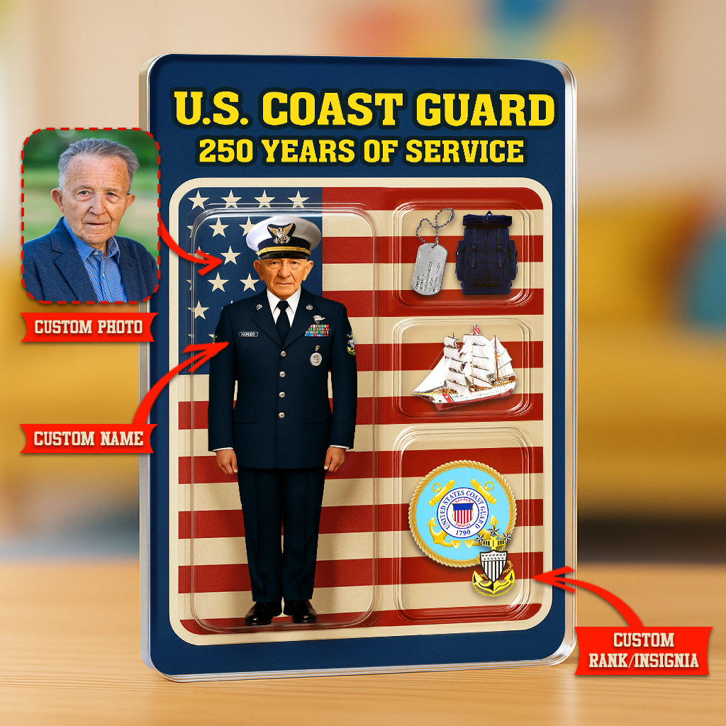 Personalized US Coast Guard 250th Years Of Service Custom Figure Acrylic Block