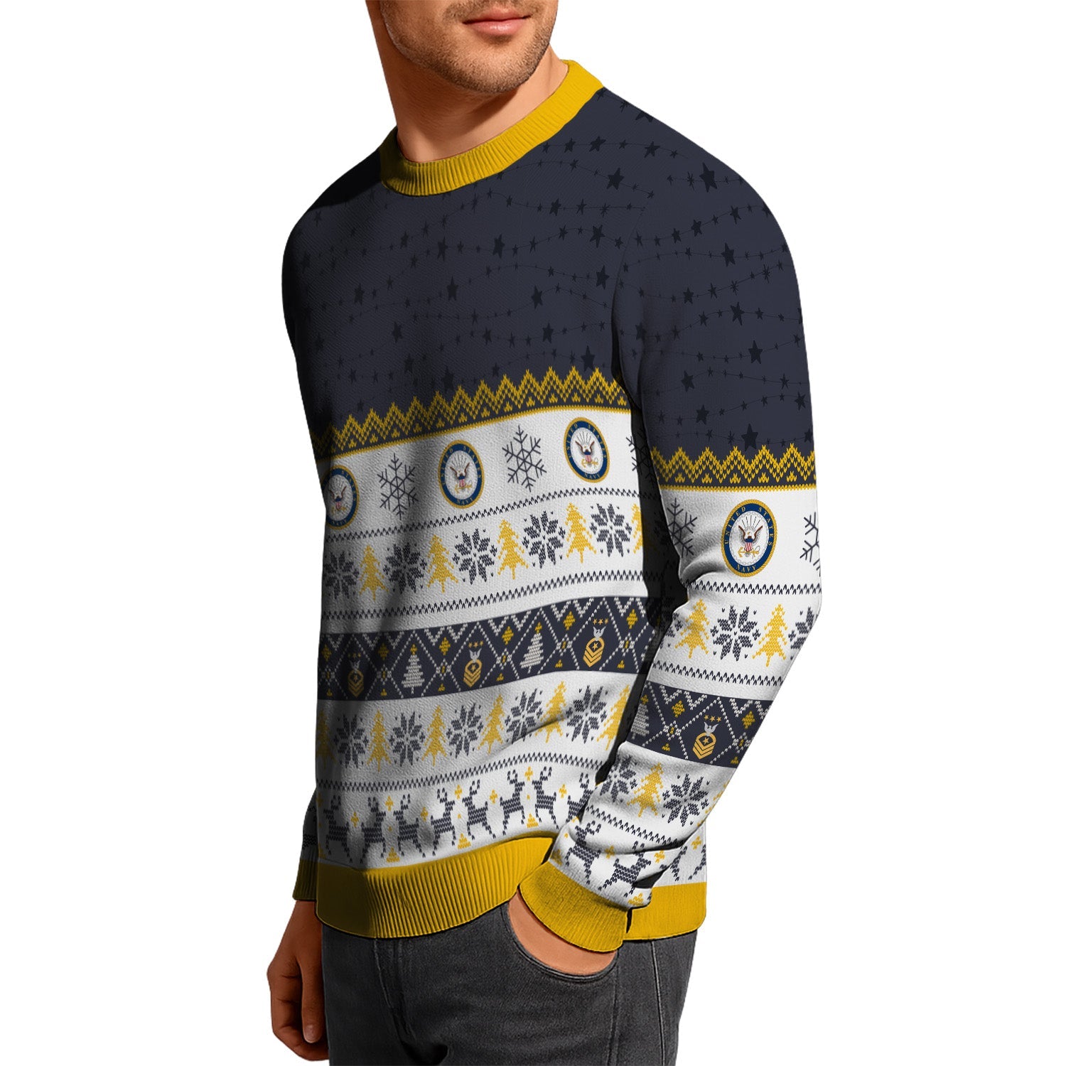 Personalized US Navy Christmas Ugly Sweater TUST06