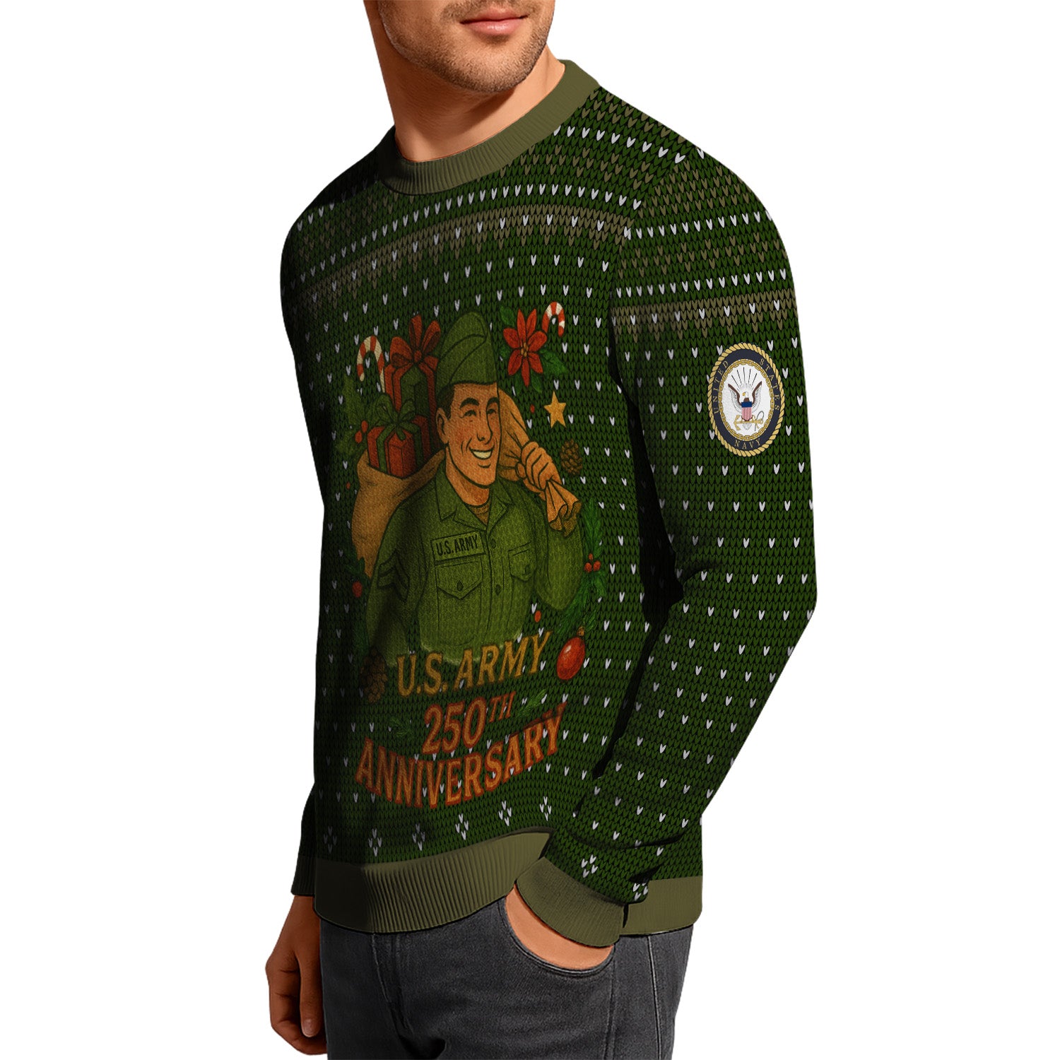 Personalized US Army Ugly Christmas Sweater TUST07
