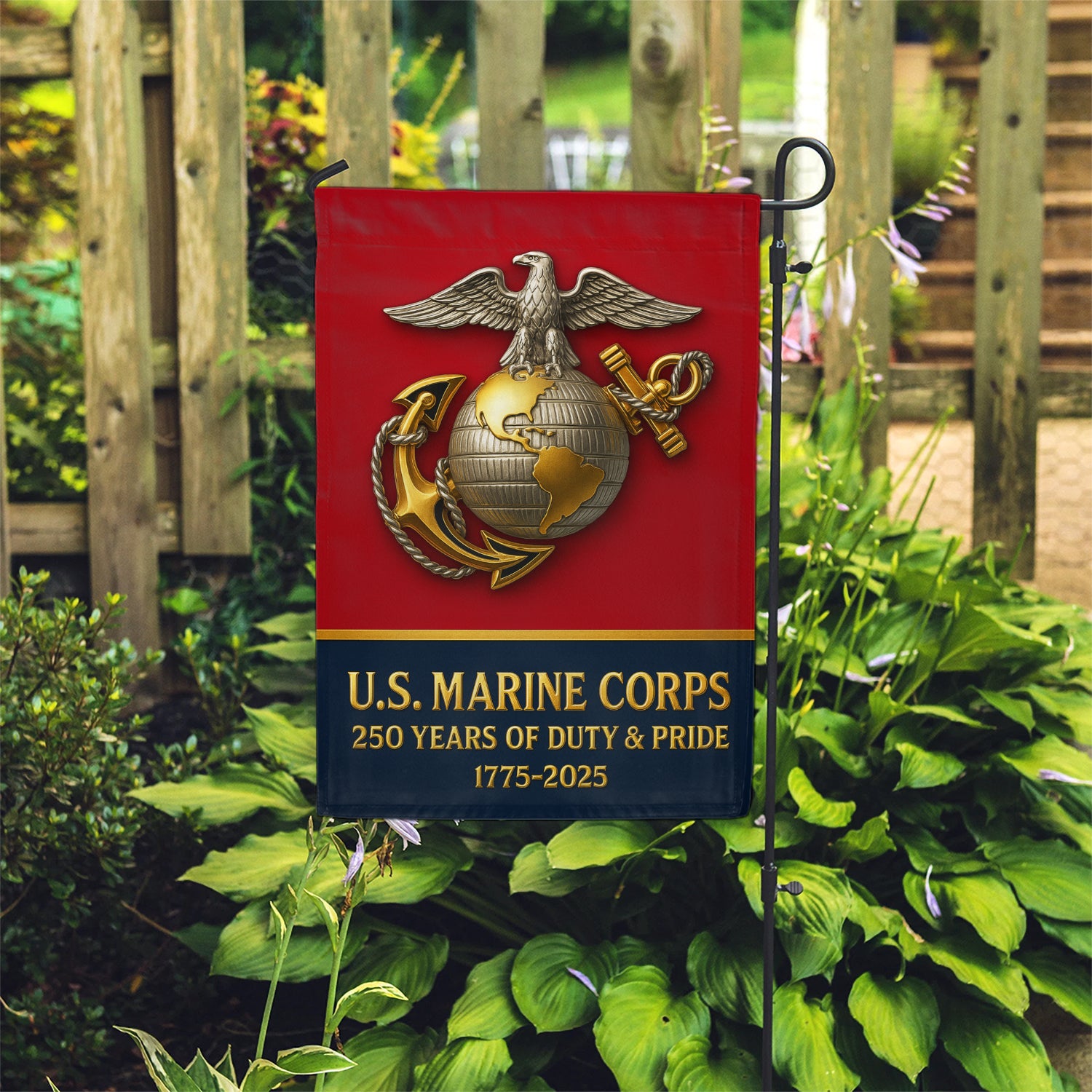 MARlNE 250 Years Of Duty & Pride Garden Flag 12" x 18" Twin-Side Printing