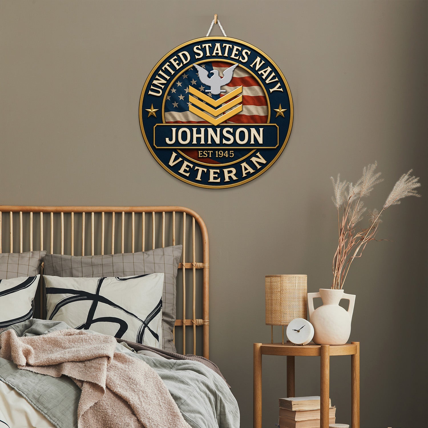 U.S. Navy Veteran Wooden Sign – Personalized Military Tribute with Name & Rank