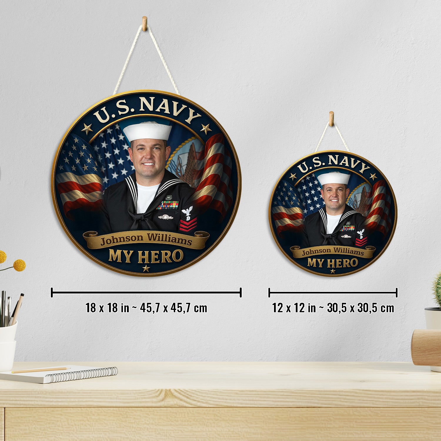 Personalized U.S. Navy Portrait Wooden Sign