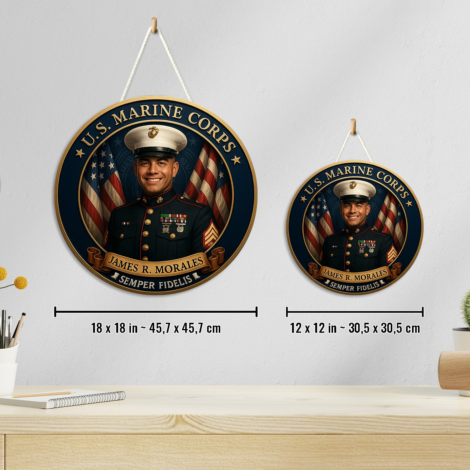Personalized MARlNE Corps Portrait Wooden Sign
