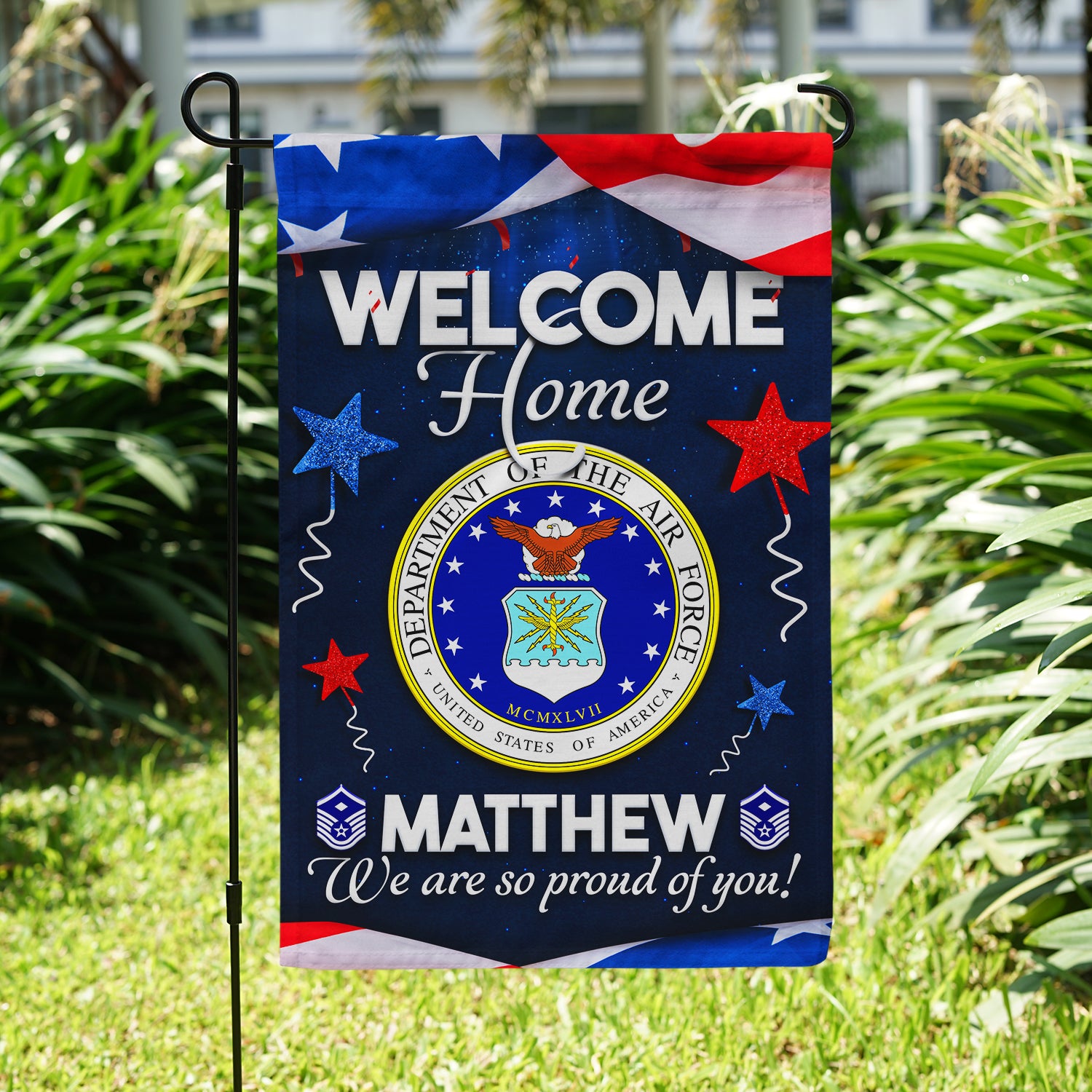 Personalized US Military Logo/Insignia And Text JFLAG22 Garden Flag, House Flag Twin-Side Printing