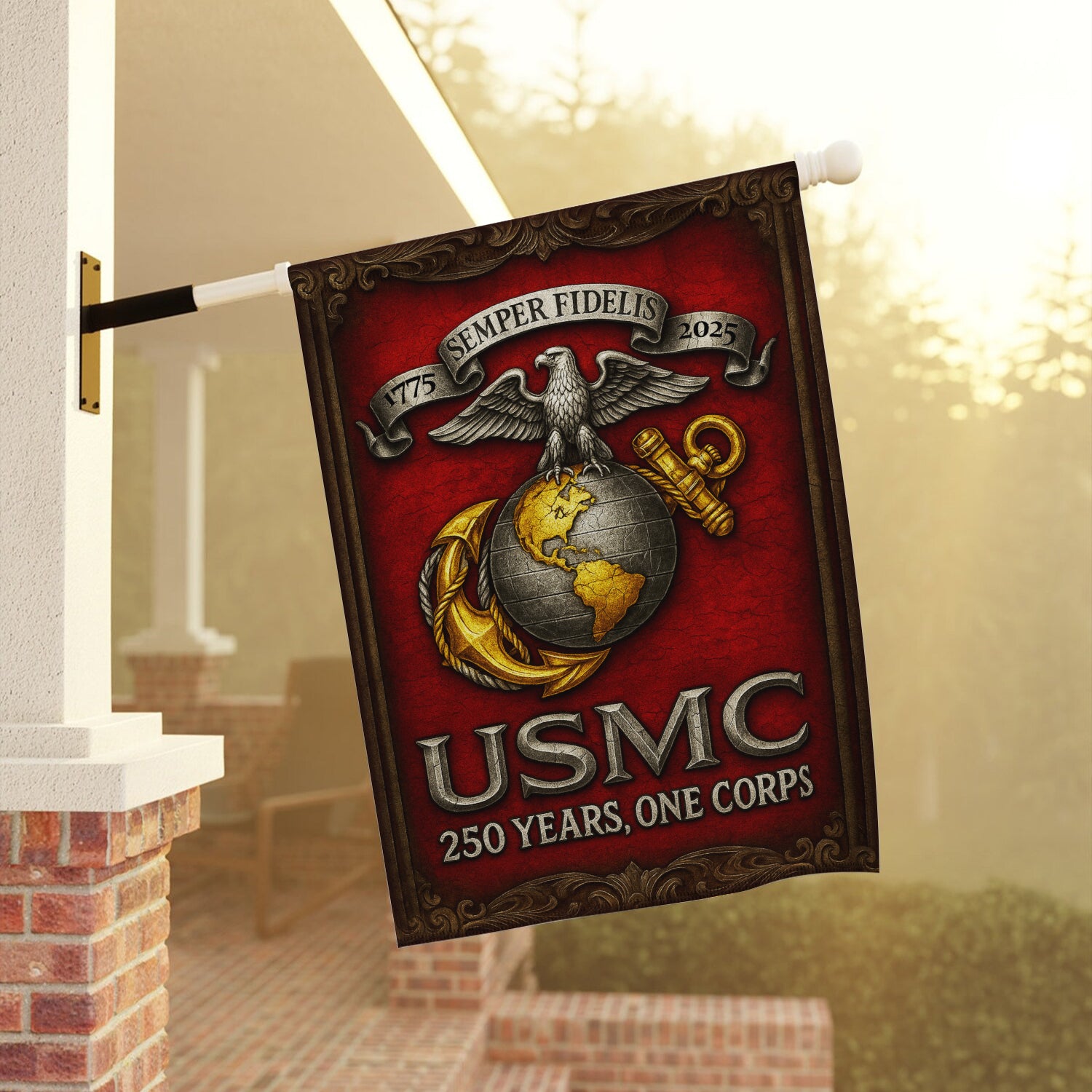 MARlNE 250th Years, One Corps House Flag 28" x 40" Twin-Side Printing