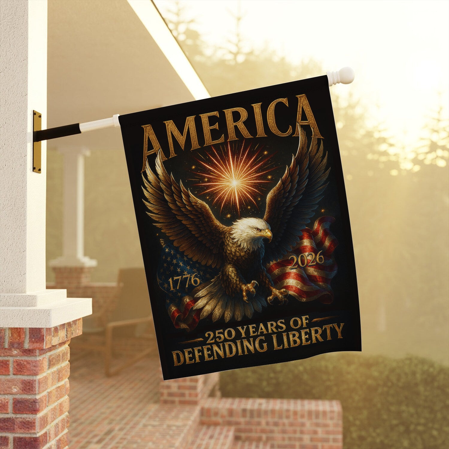 America 250 Years Of Defending Liberty House Flag 28''x40'' Twin-Side Printing