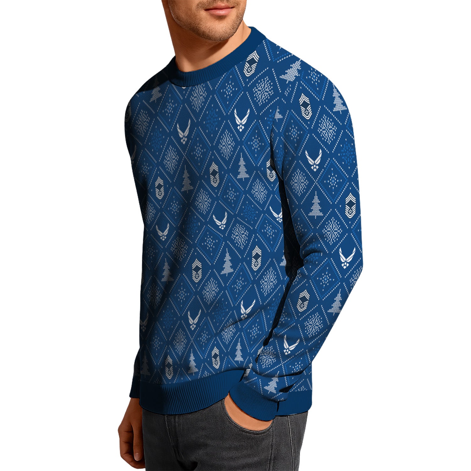 Custom Ranks US Air Force Ugly Christmas Sweater for Women Men TUST03