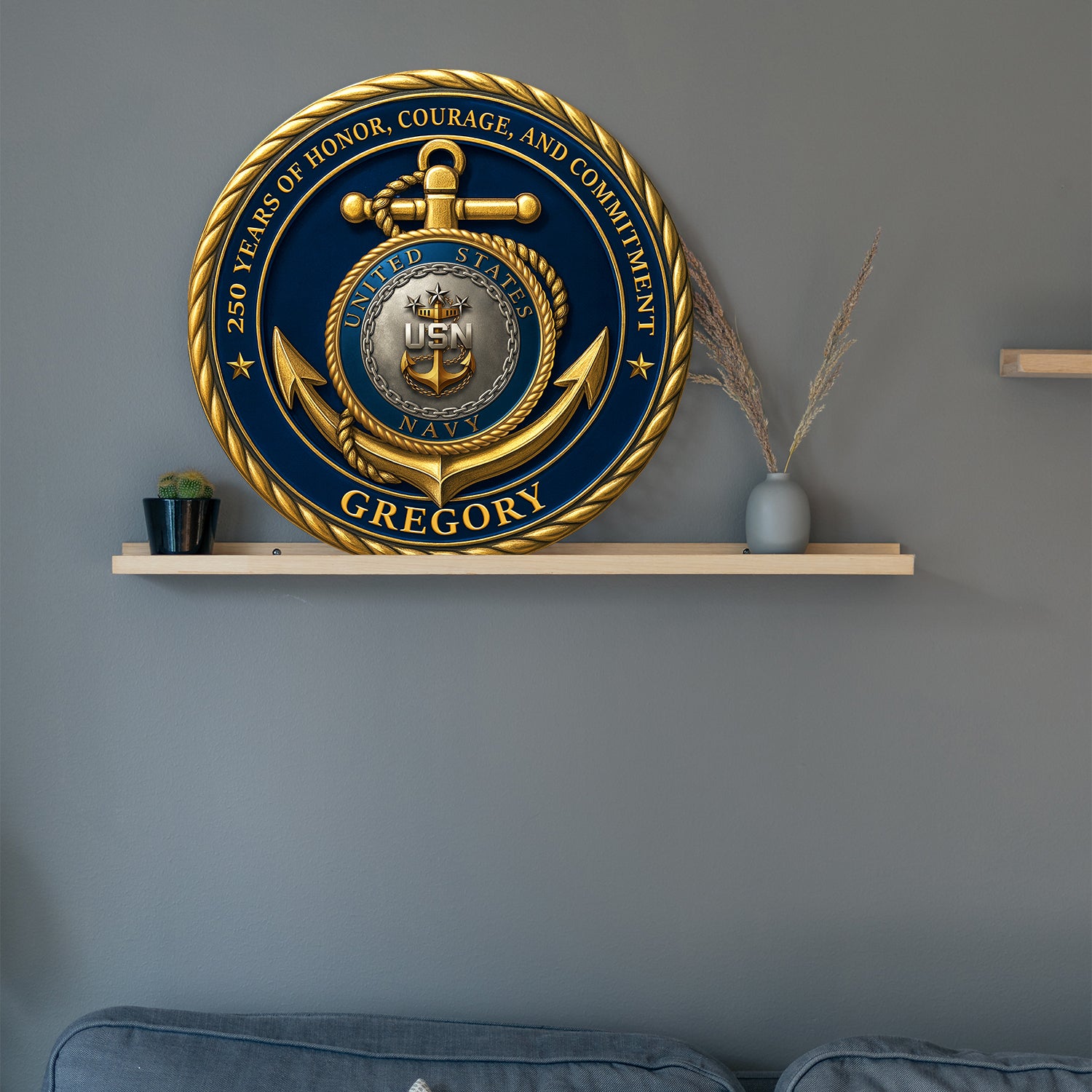 U.S. Navy 250 Years of Service Wooden Sign – Personalized Rank & Name Tribute