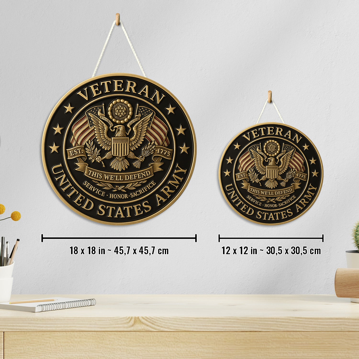 U.S. Army Veteran Wooden Sign – "This We’ll Defend" Patriotic Wall Decor