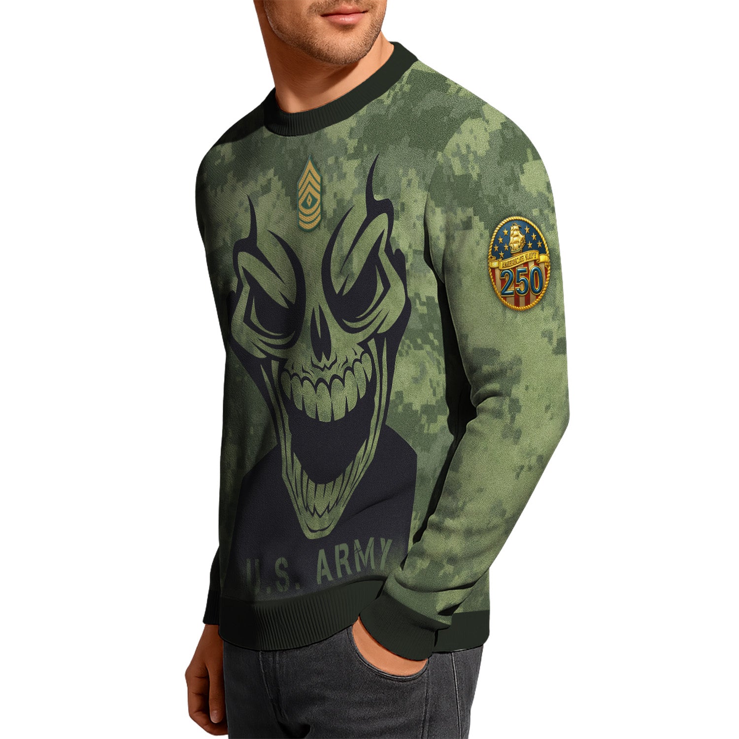 Personalized US Army Ugly Christmas Sweater TUST08