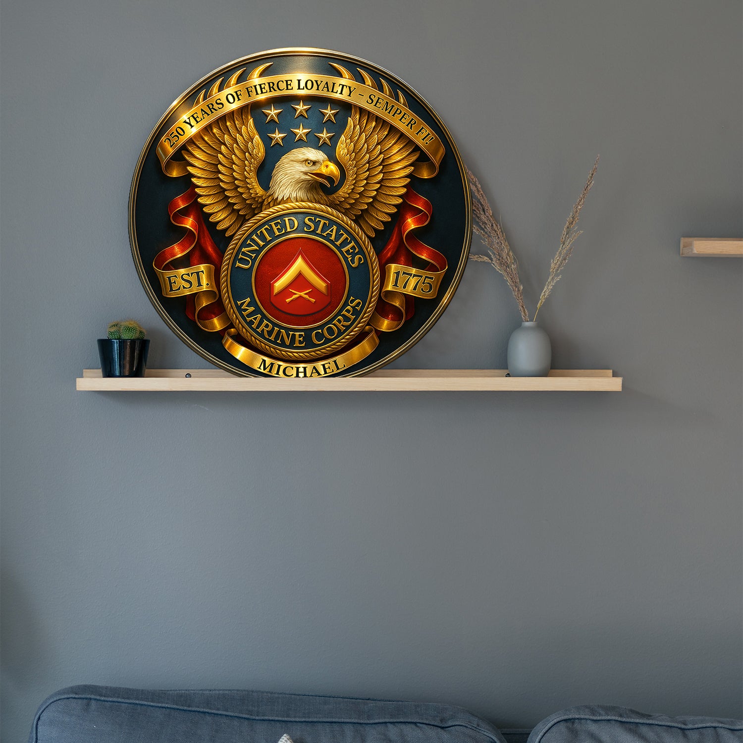 MARlNE Corps 250th Anniversary Sign – Custom Name & Rank