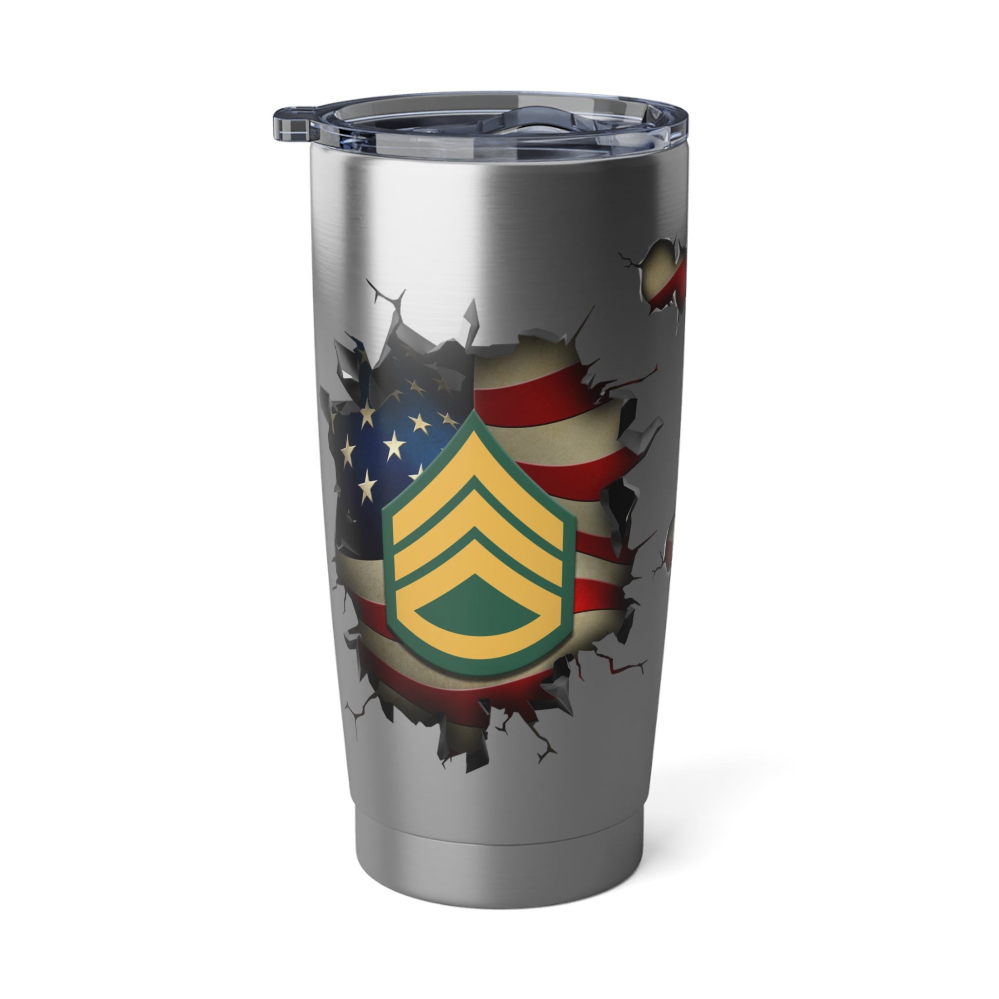 US Army E-6 Staff Sergeant E6 SSG Noncommissioned Officer Ranks 3D Break Effect Vagabond 20oz Tumbler