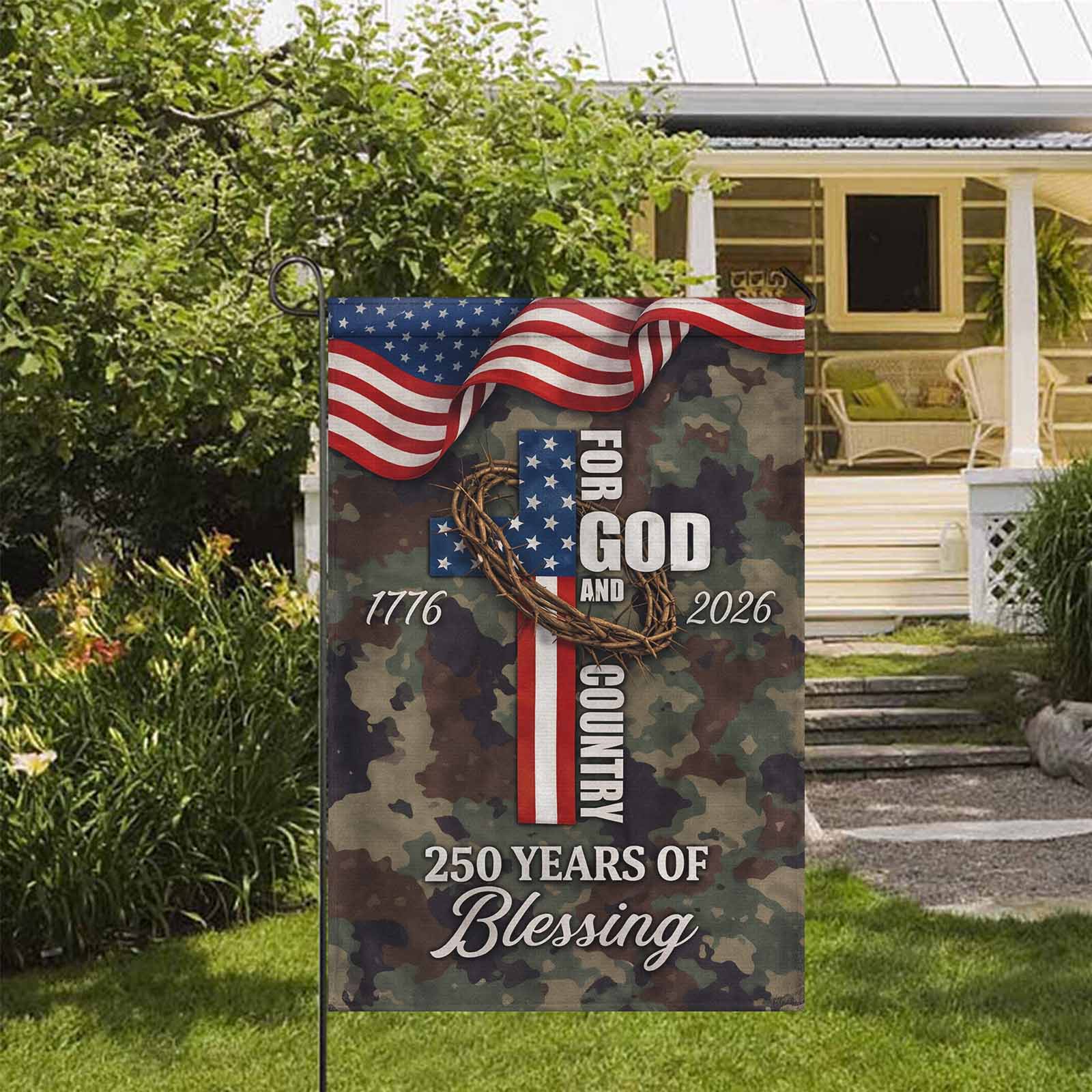America 250 Christian Garden Flag 1776–2026 God and Country Decor