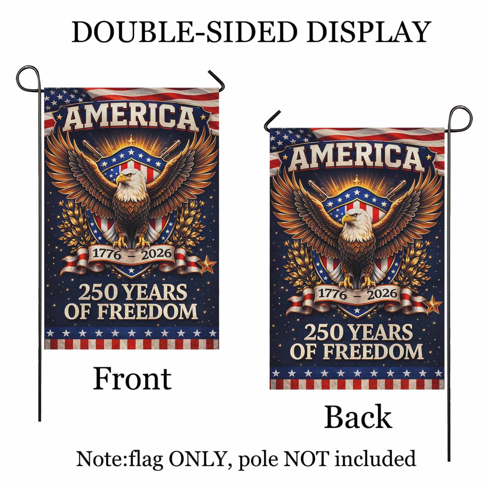 USA 250 Years of Freedom Garden Flag Patriotic Eagle American Flag Decor