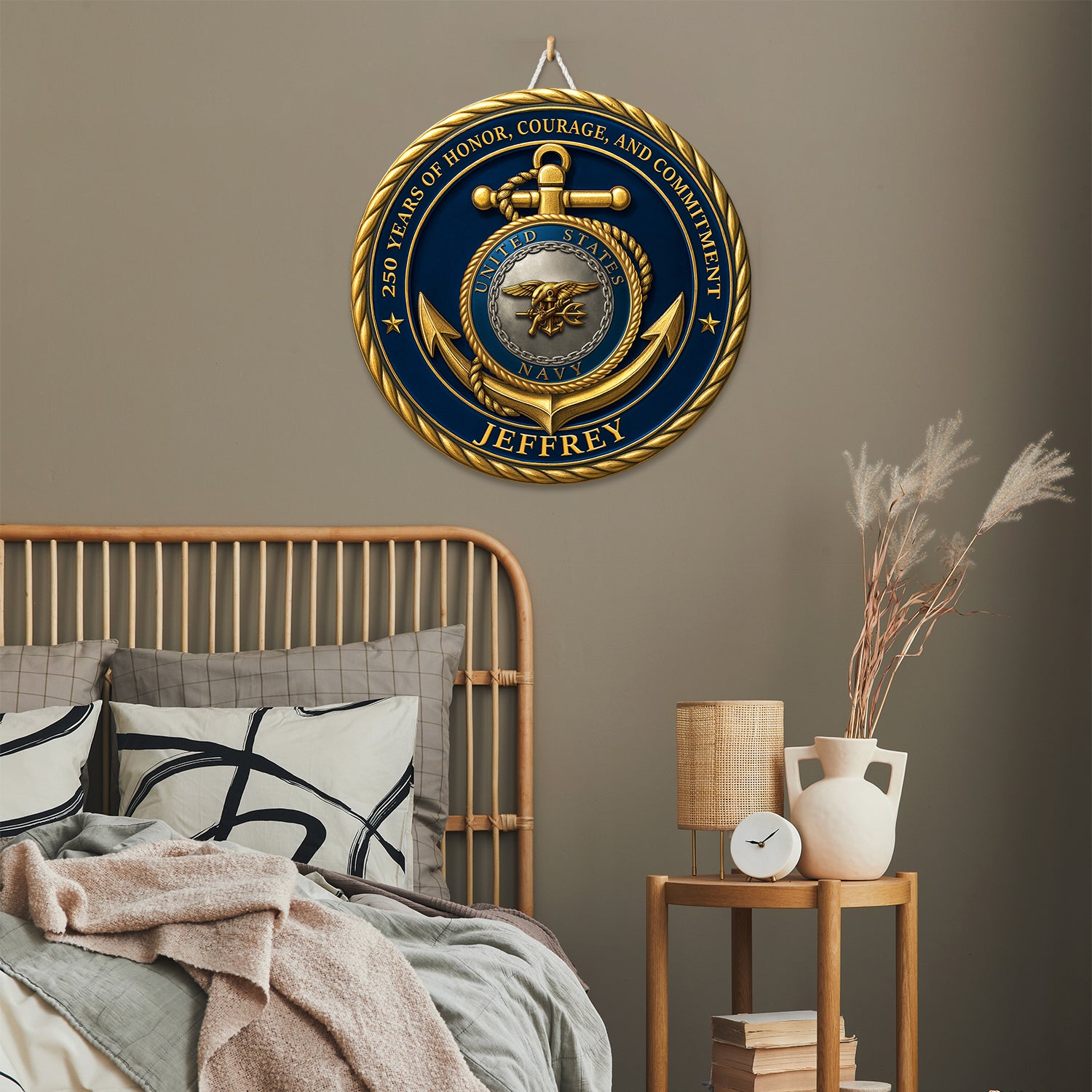 U.S. Navy 250 Years of Service Wooden Sign – Personalized Rank & Name Tribute