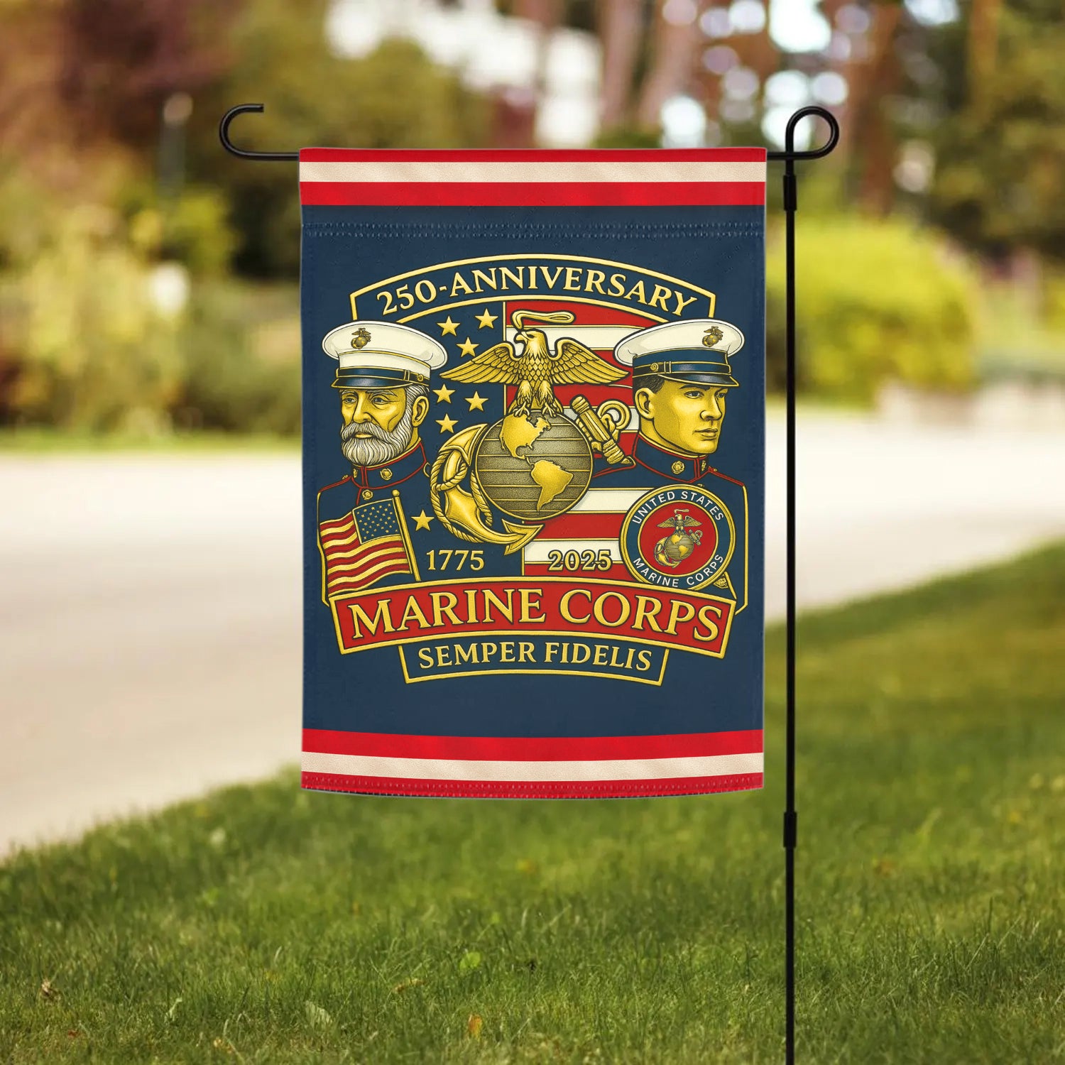 MARlNE 250th Anniversary Garden Flag 12" x 18" Twin-Side Printing