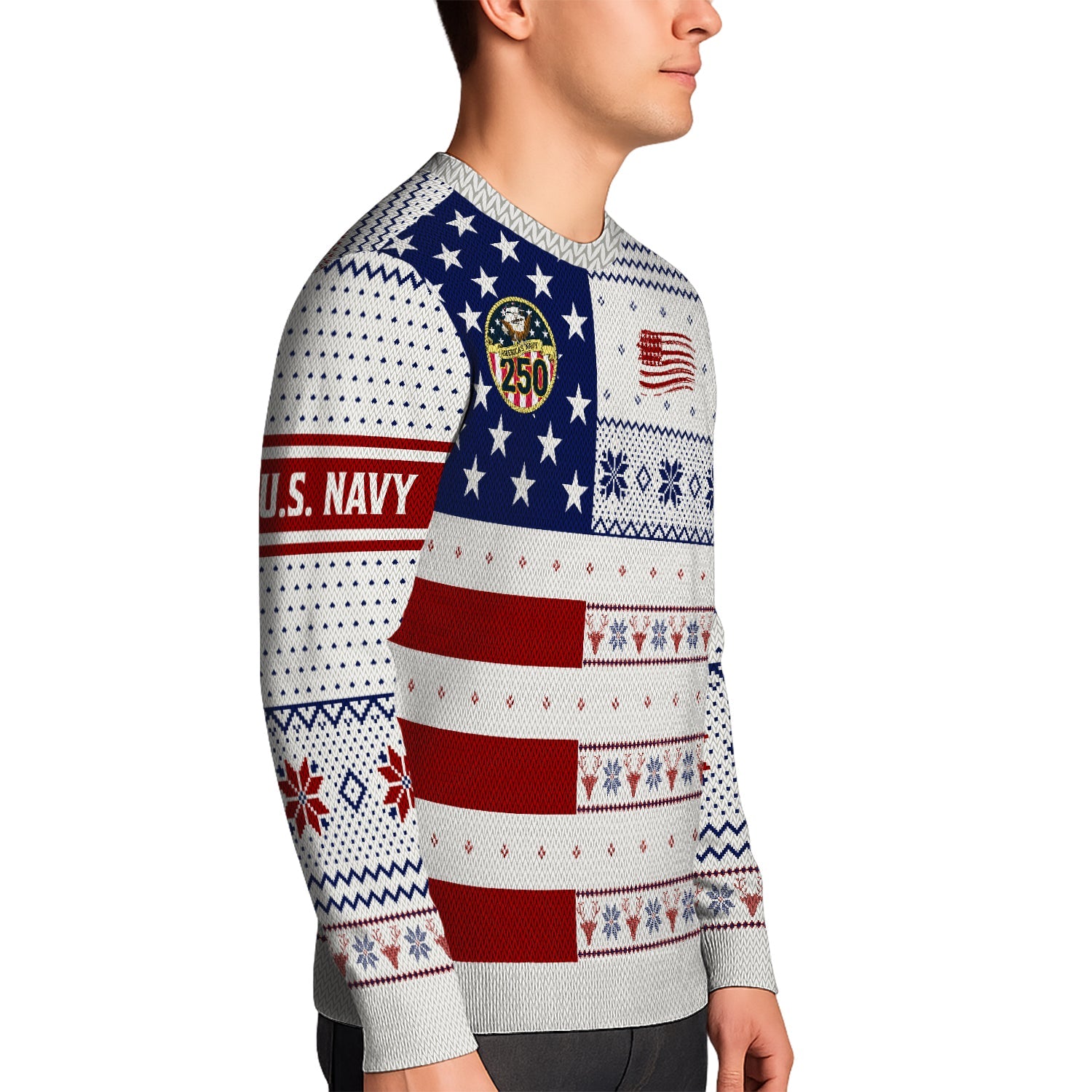 Personalized US Navy Christmas Ugly Sweater JUST08